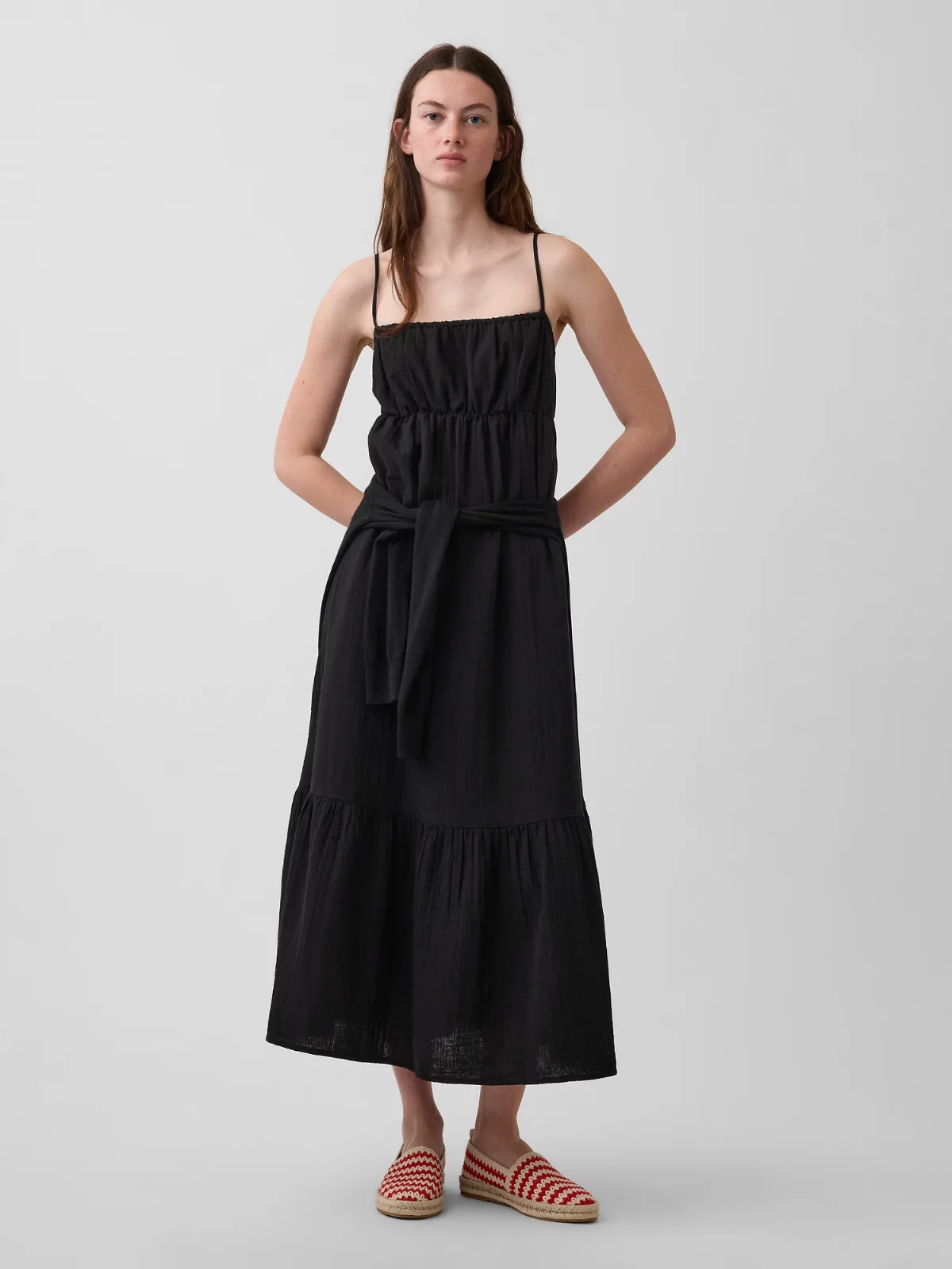 Cotton Gauze Tiered Empire Waist Dress by Gap