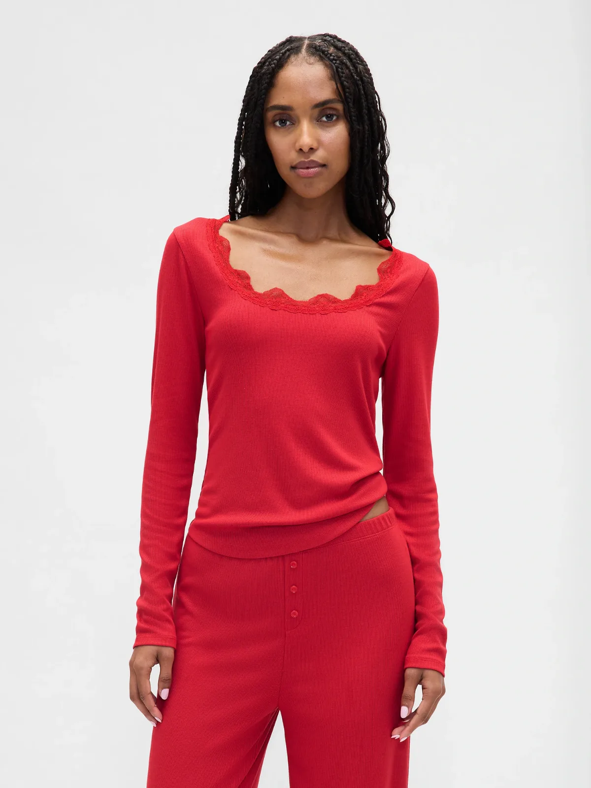 Mini Rib Lace-Trim PJ Top by Gap