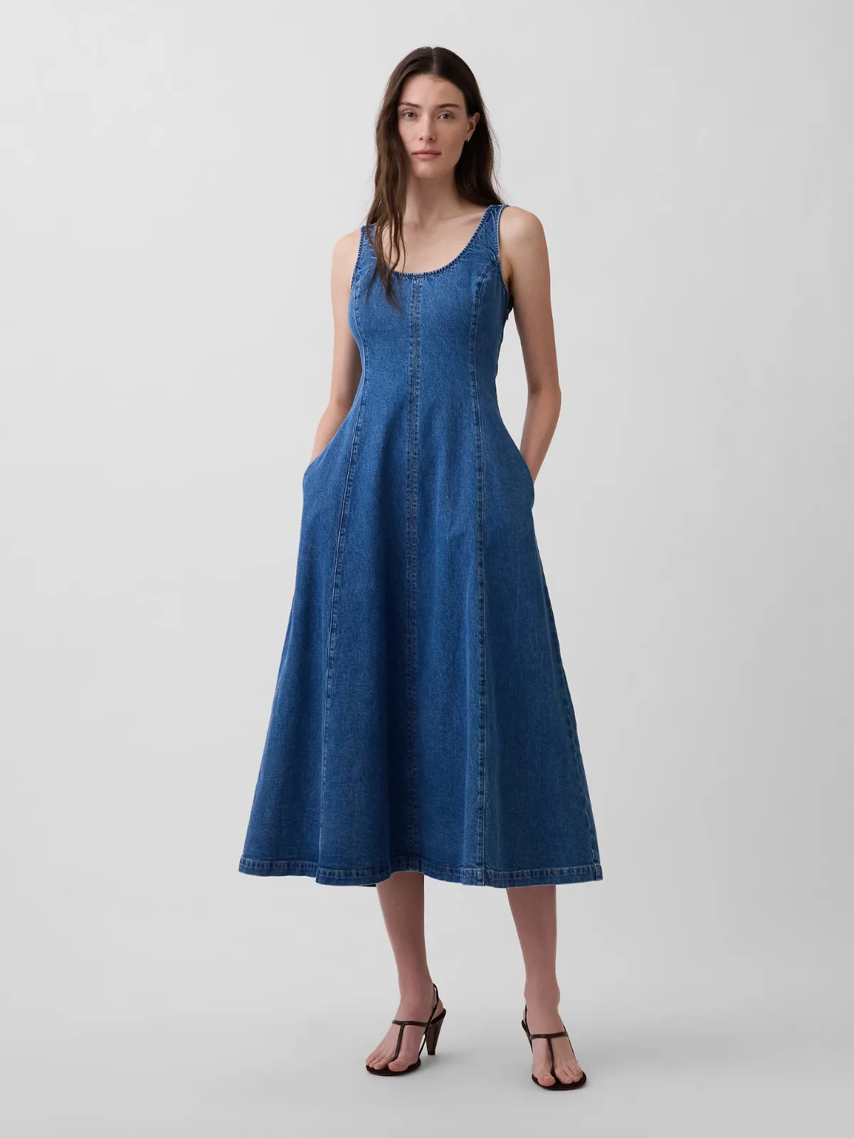 Denim Scoop Neck Maxi Dress by Gap