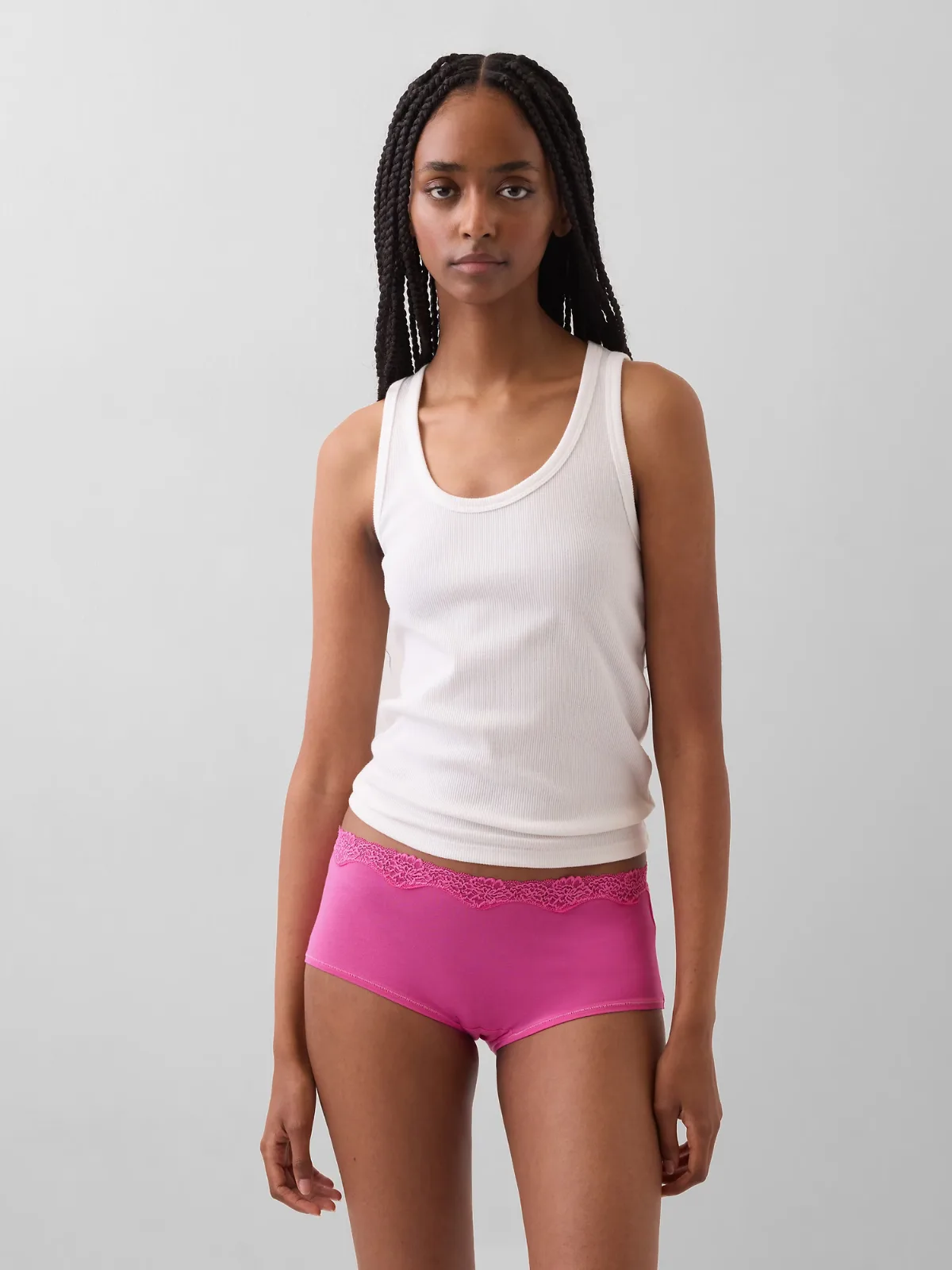 Organic Stretch Cotton Lace-Trim Shorty by Gap