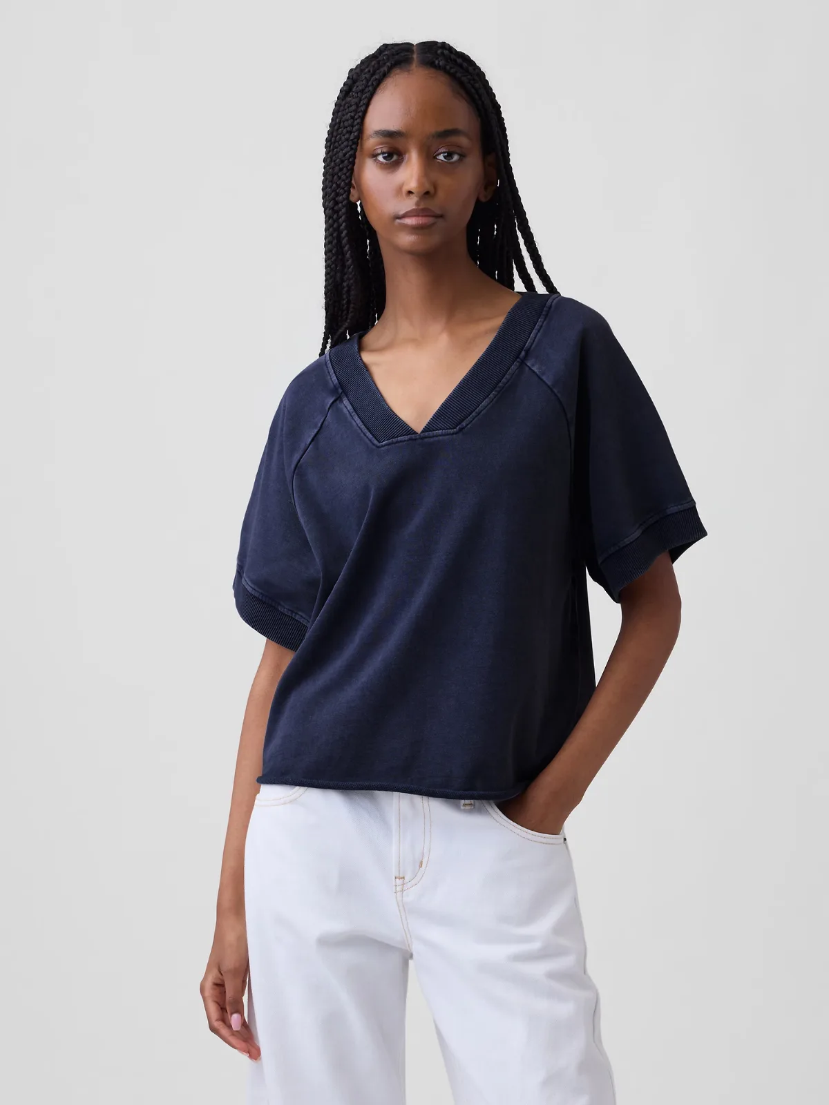 VintageSoft Terry Oversized V-Neck Sweatshirt by Gap