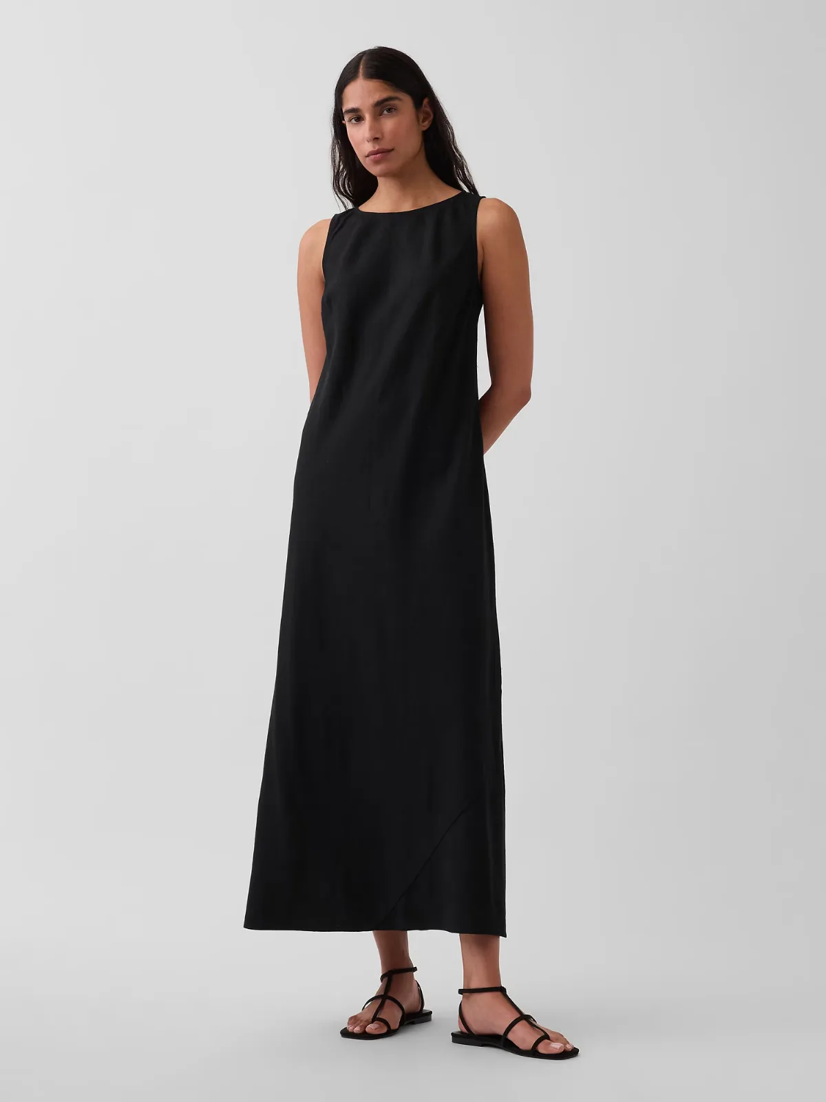 Linen-Blend Maxi Shift Dress by Gap