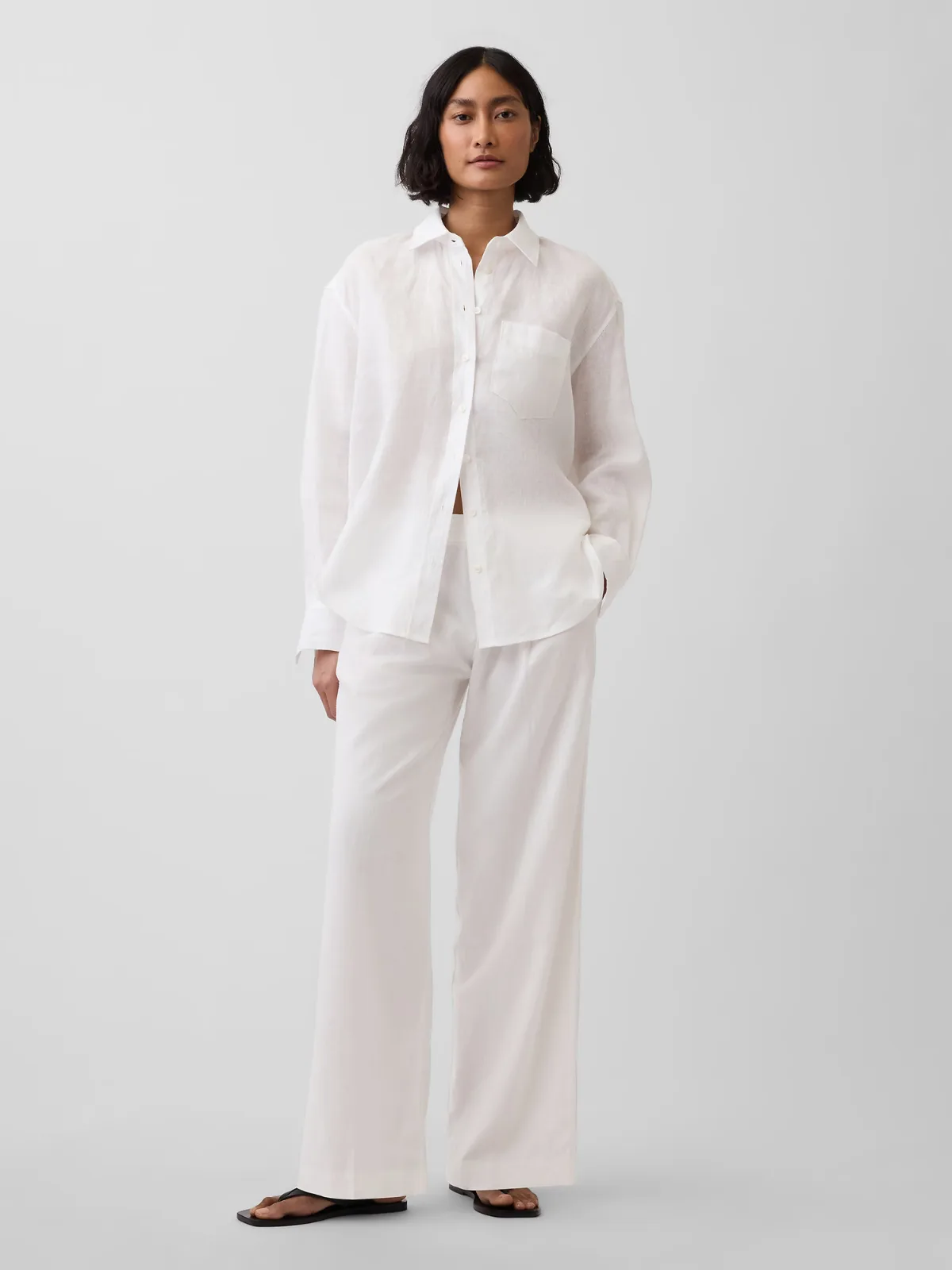 365 Low Rise Linen-Blend Trousers by Gap