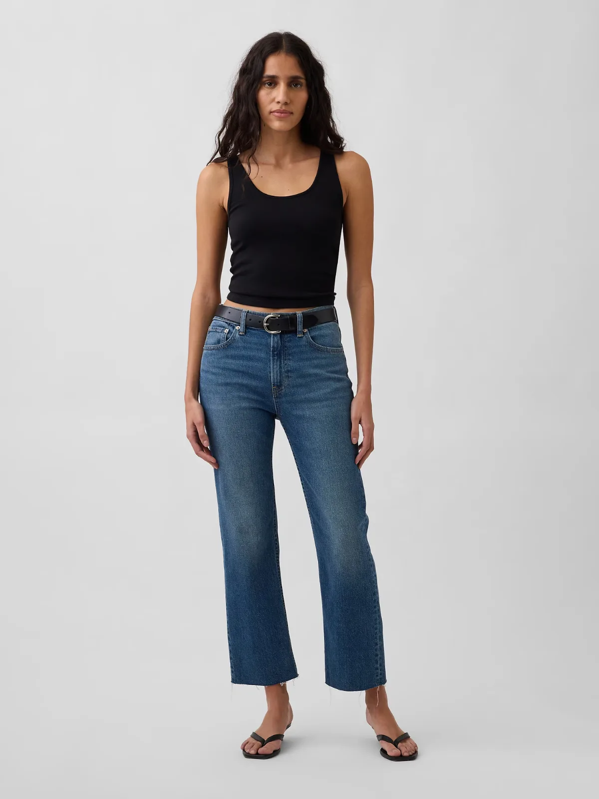High Rise 90s Slim Straight Crop Jeans