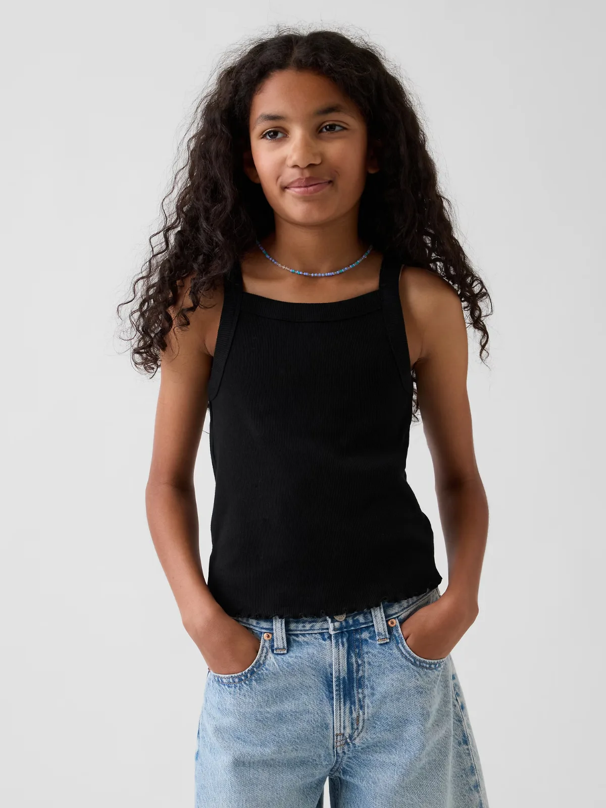 Rib Square-Neck Tank Top by Gap