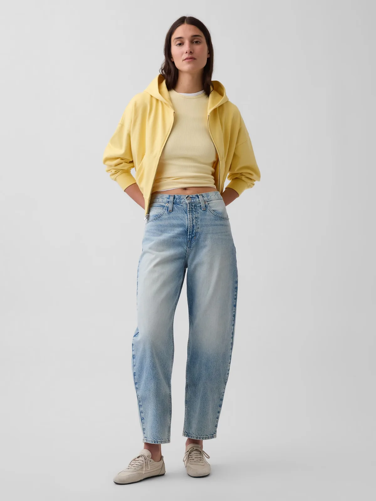 High Rise Crop Barrel Jeans by Gap
