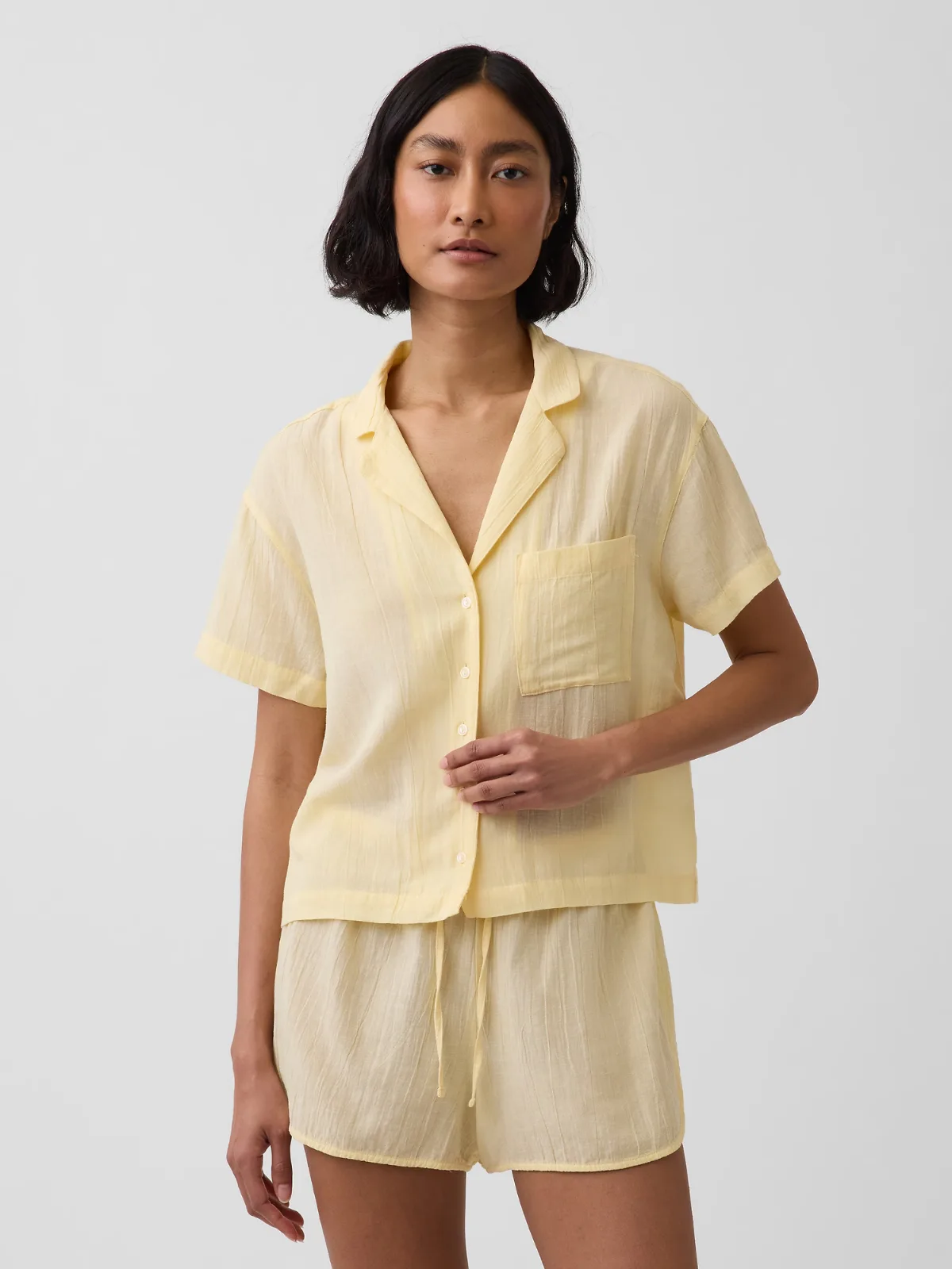 Crinkle Gauze Oversized PJ Shirt by Gap