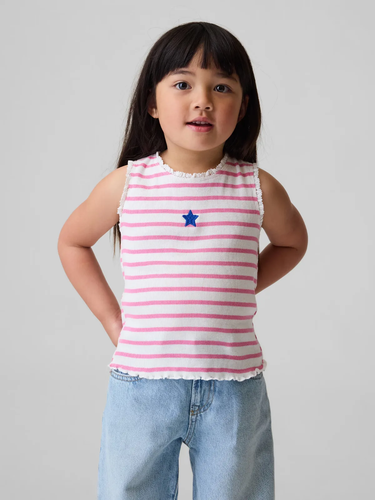 Graphic Stripe Rib Tank Top by Gap