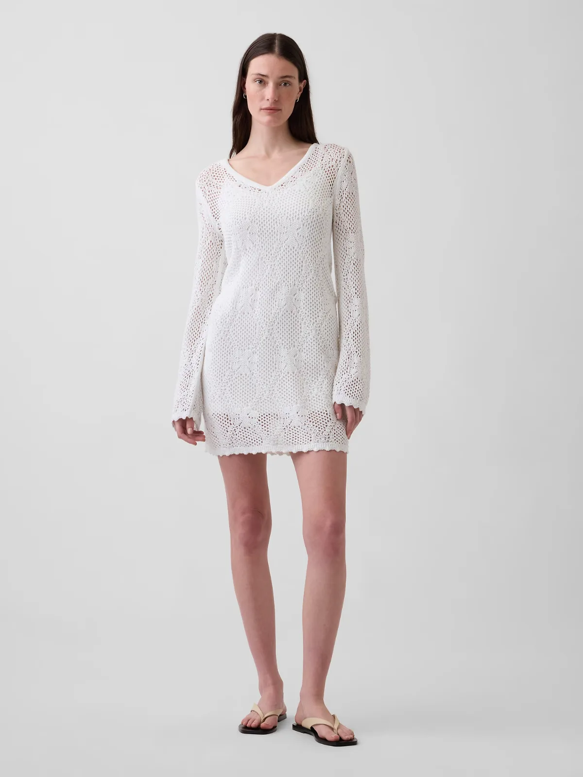 Pointelle Mini Sweater Dress by Gap