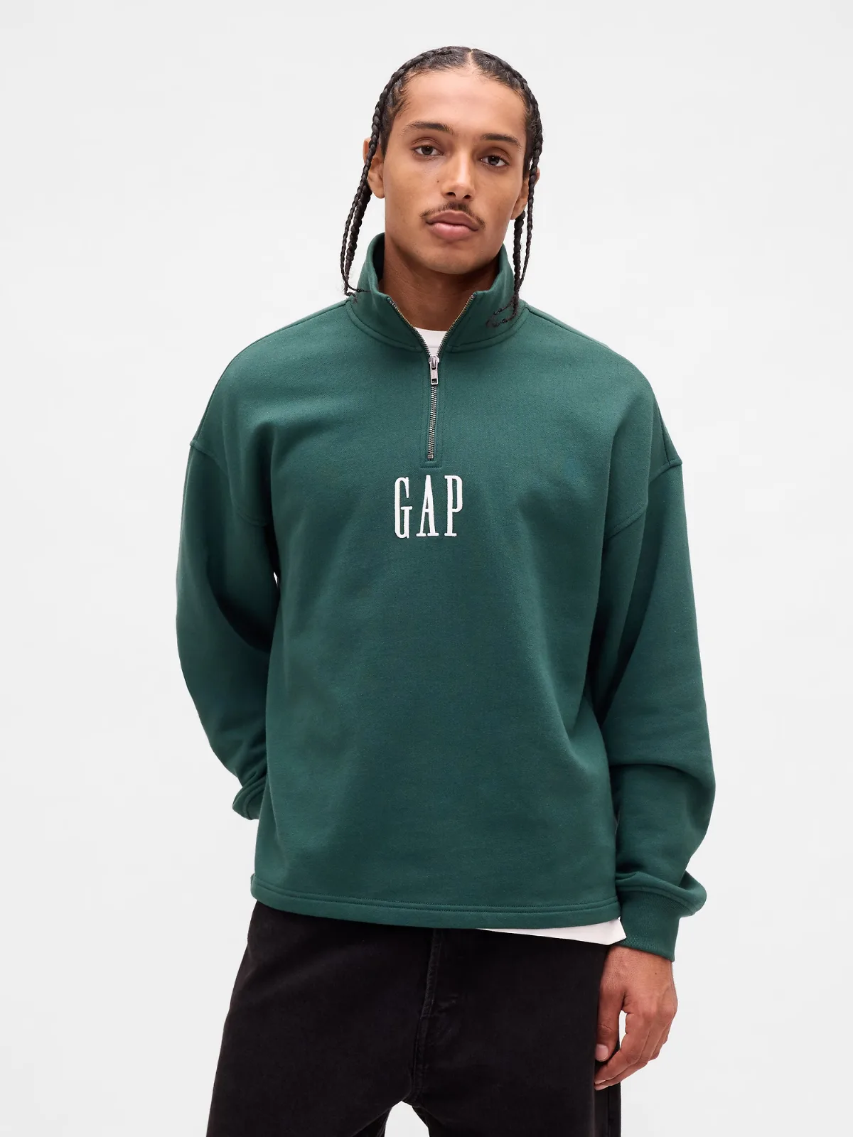 Heavyweight Oversized Logo Quarter-Zip Pullover by Gap