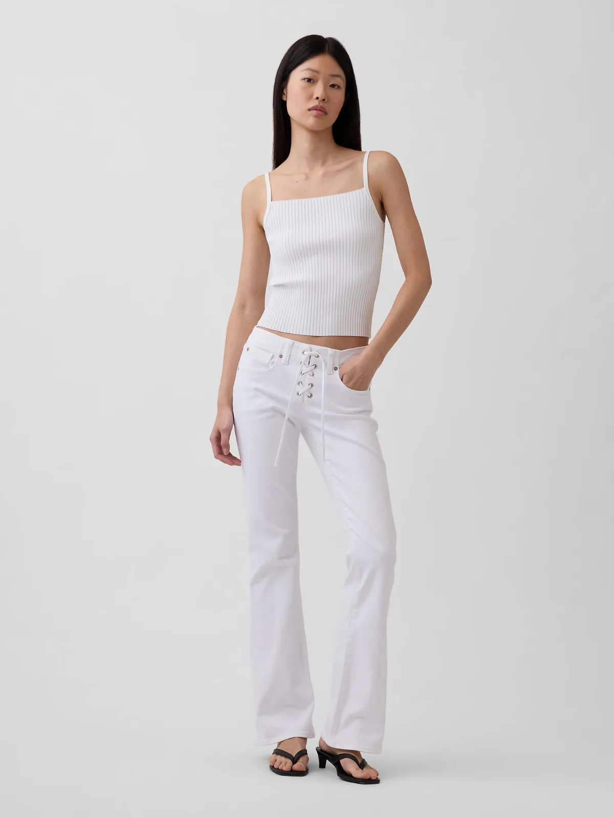 Low Rise Long & Lean Lace-Up Jeans by Gap