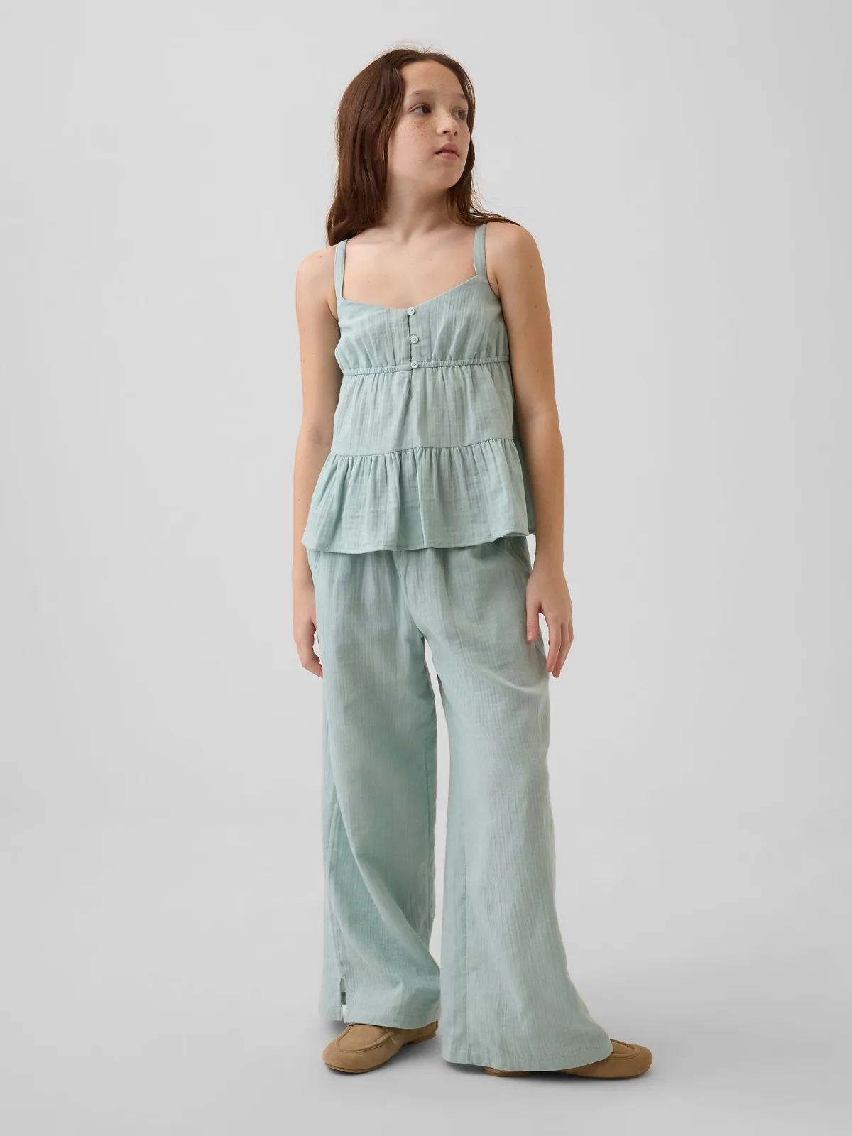 Cotton Gauze Wide-Leg Pants by Gap