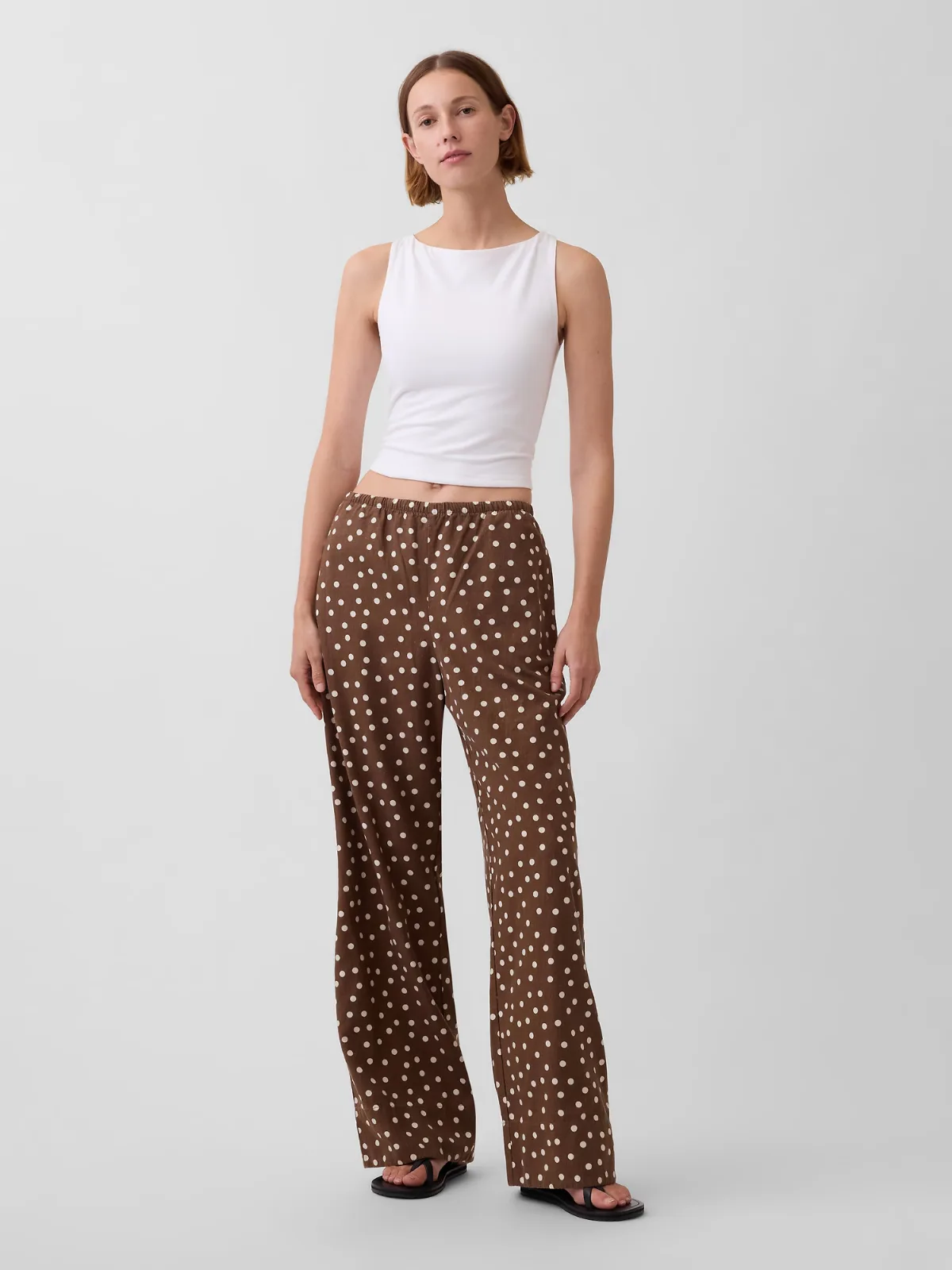 Linen-Blend Easy Wide-Leg Pants by Gap