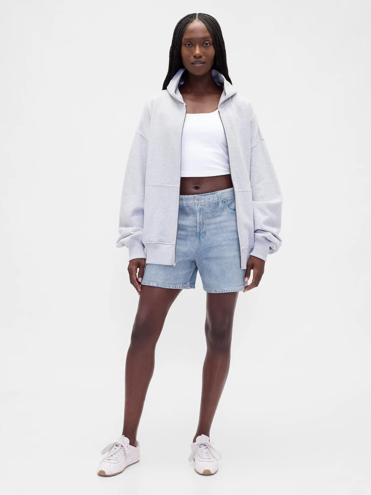 Mid Rise Printed Knit Denim Shorts by Gap