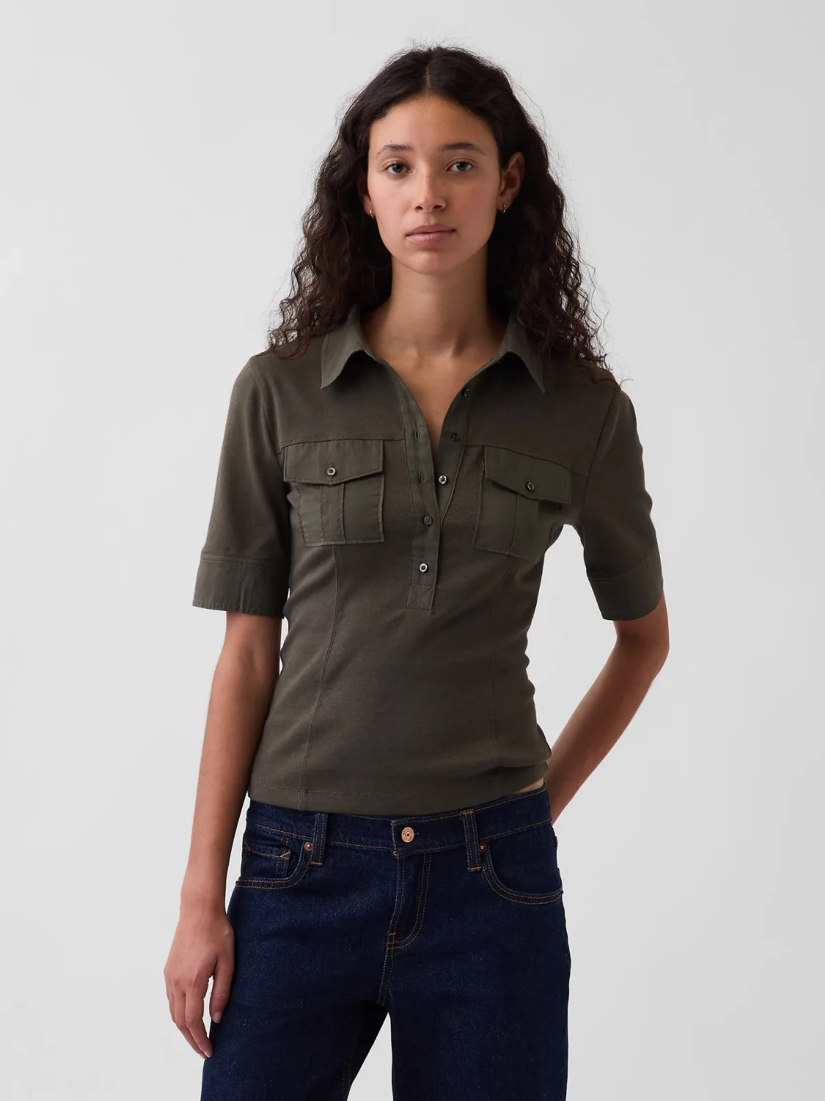 Modern Elbow-Sleeve Utility T-Shirt by Gap