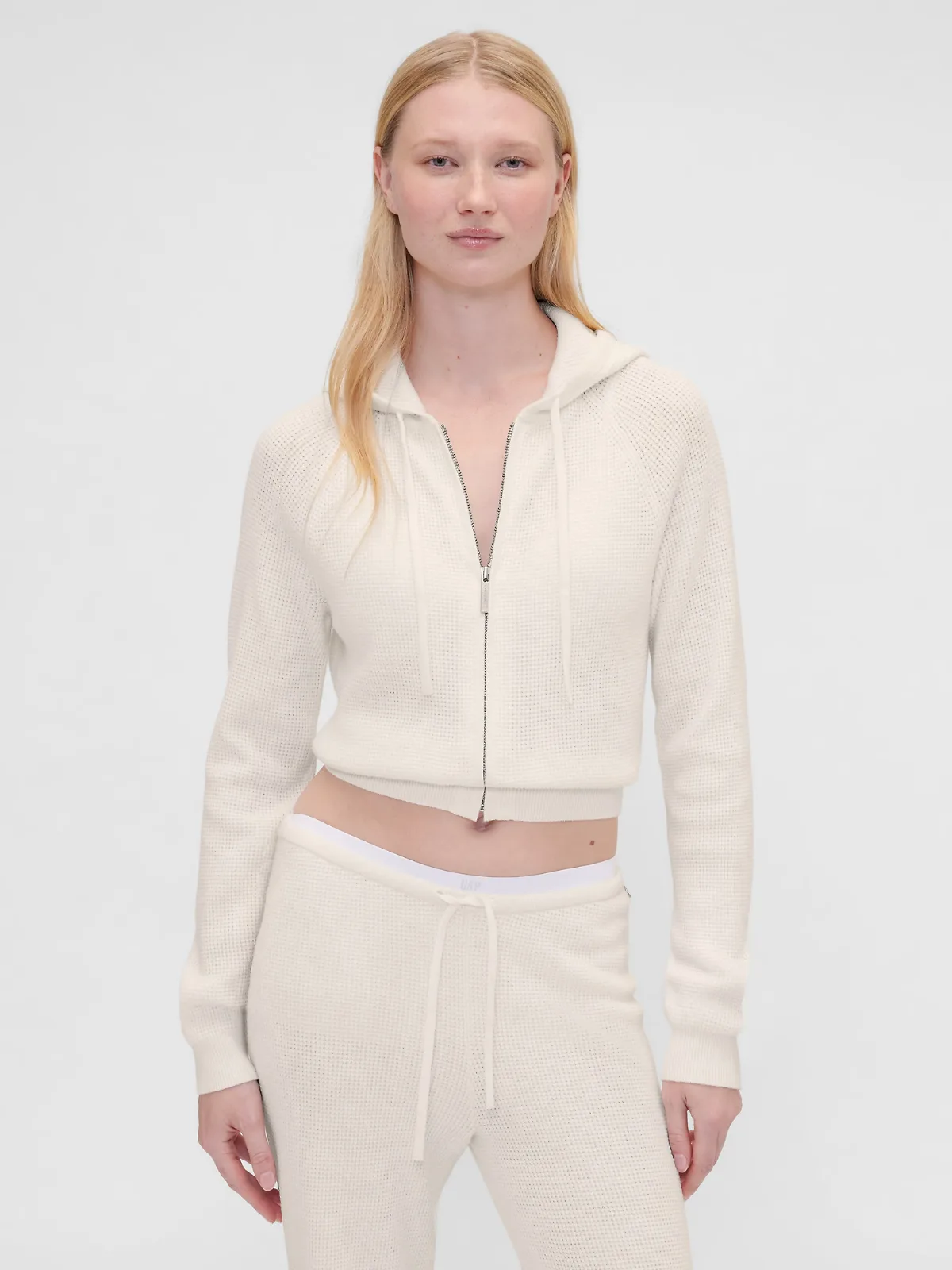 Summer Fridays CashSoft Waffle Crop Hoodie by Gap