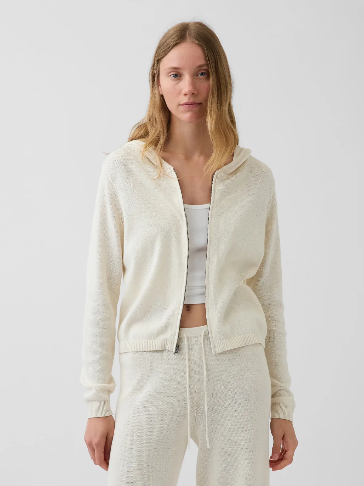 100% Cotton Relaxed Zip Sweater Hoodie by Gap