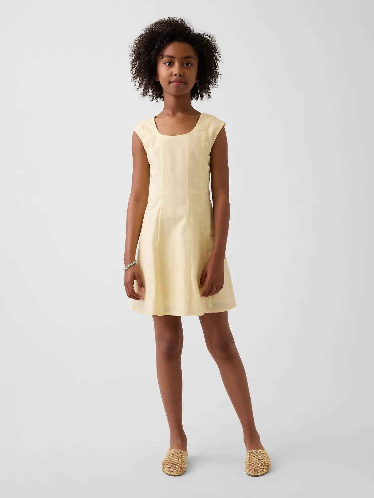 Linen-Cotton Scoop Neck Dress by Gap