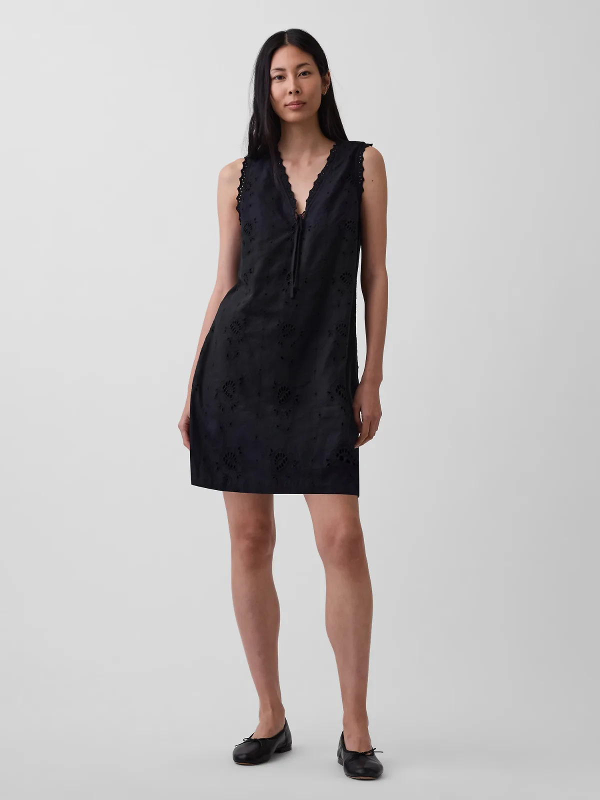 Linen-Blend Embroidered Mini Shift Dress by Gap