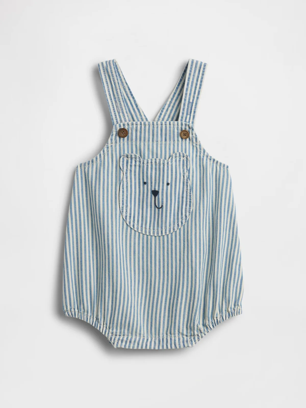 Denim Stripe Bear Pocket Bubble Overalls by Gap