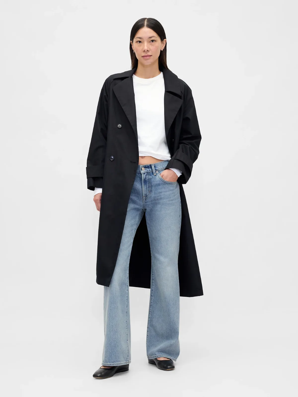 Mid Rise Rigid Relaxed Flare Jeans by Gap