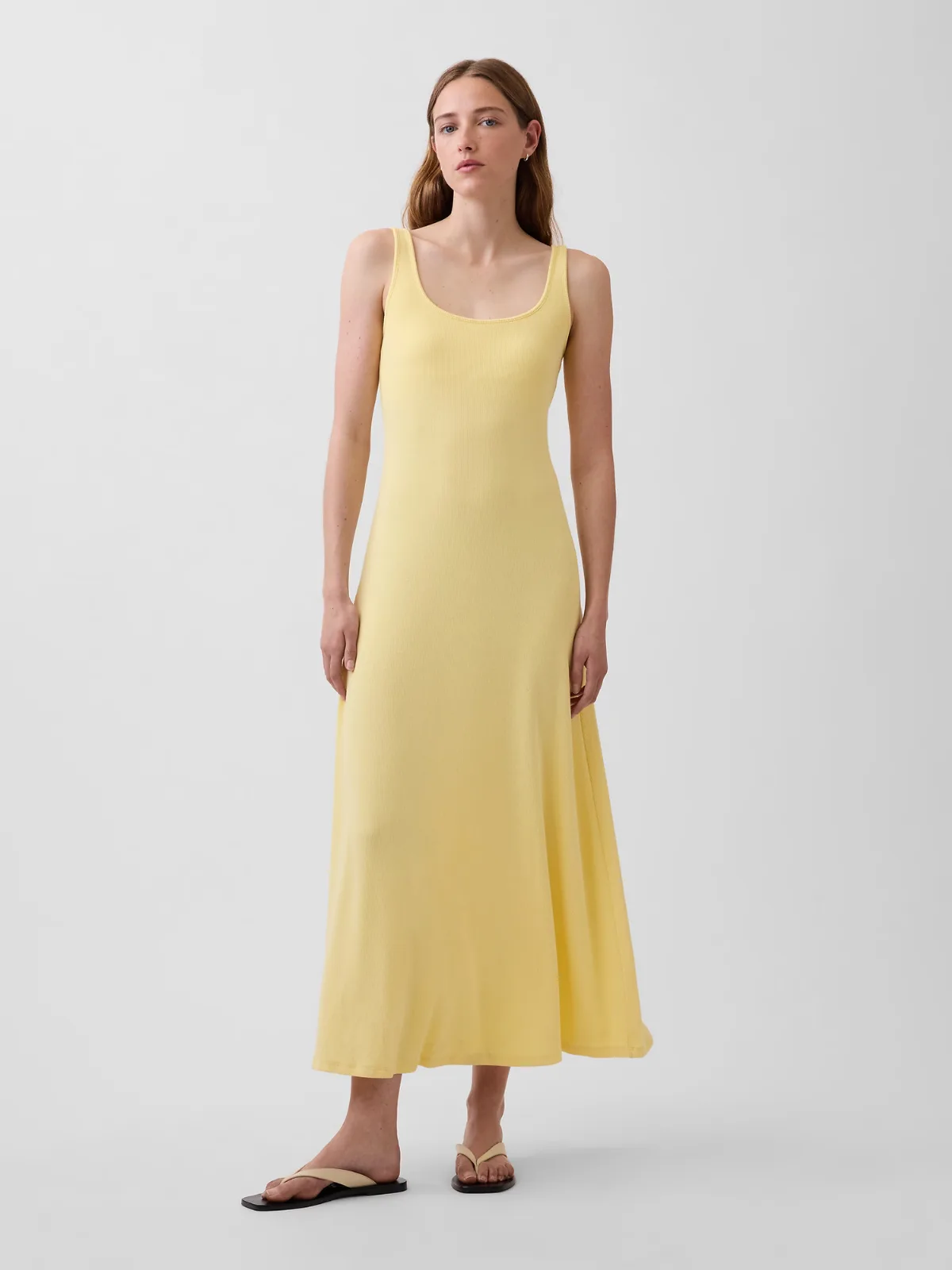 Modern Rib Square-Neck Maxi Dress