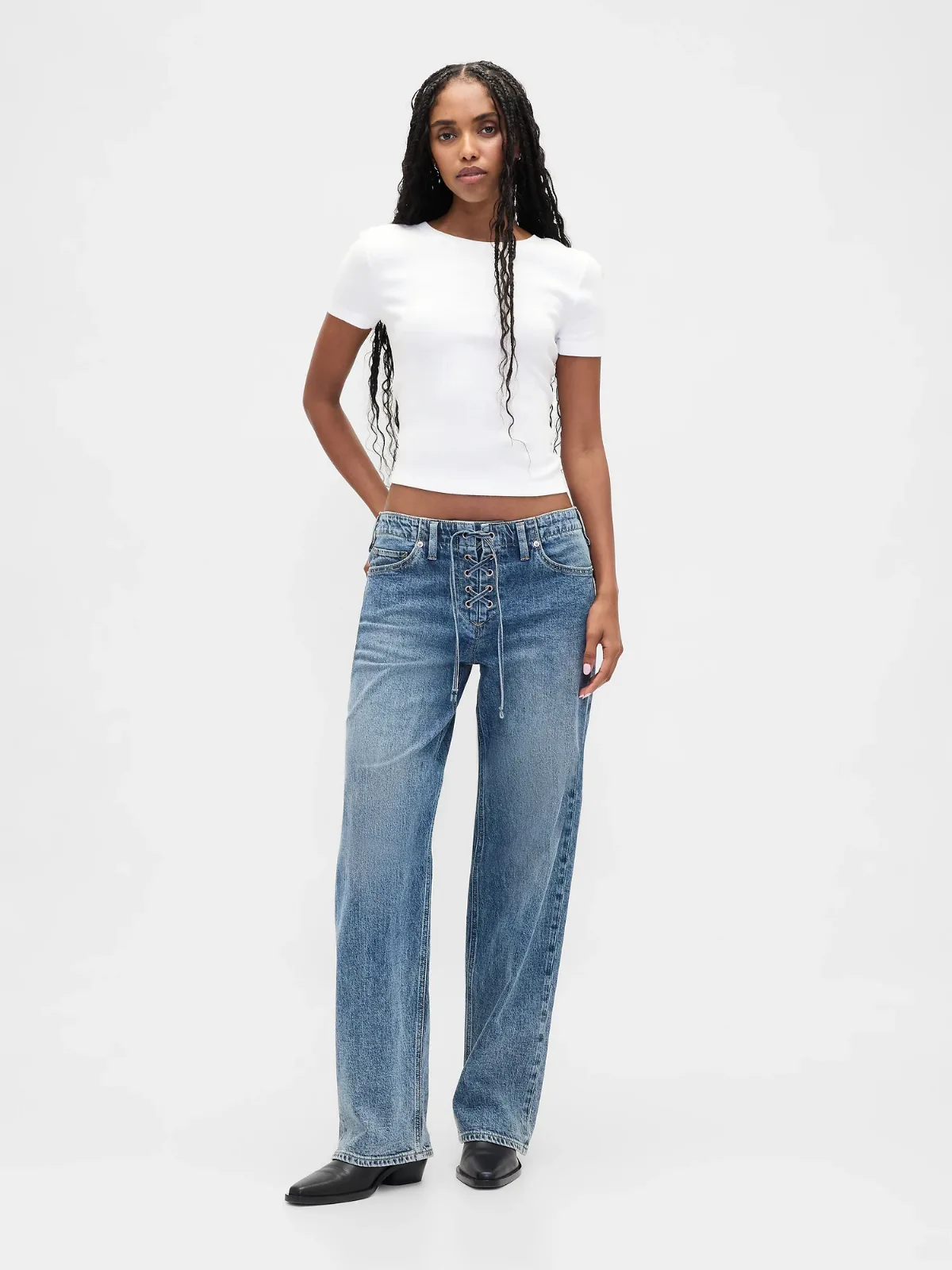 Low Rise Lace-Up 90s Loose Jeans by Gap