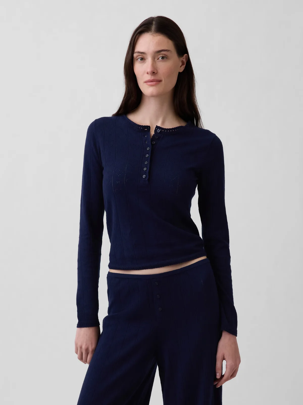 Lightweight CashSoft Pointelle Heart PJ Top by Gap