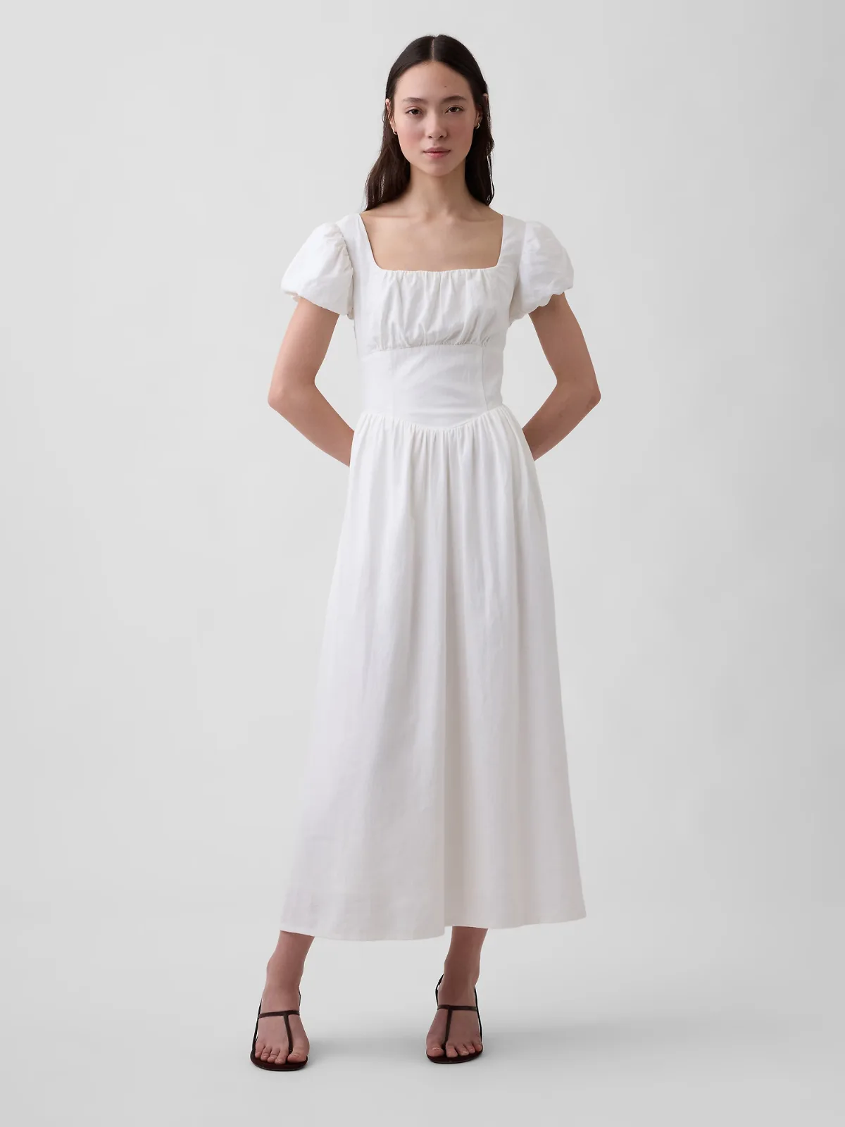 Linen-Blend Drop-Waist Maxi Dress by Gap
