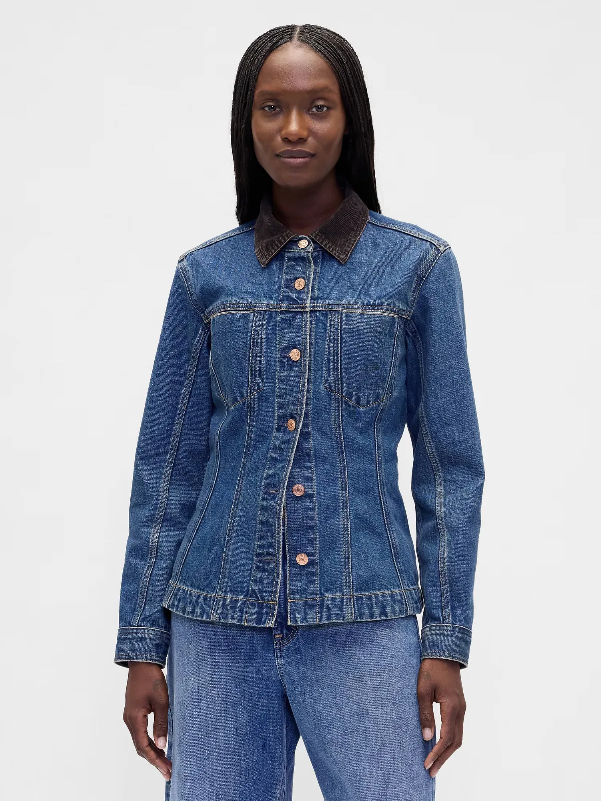 Fitted Longline Denim Jacket by Gap