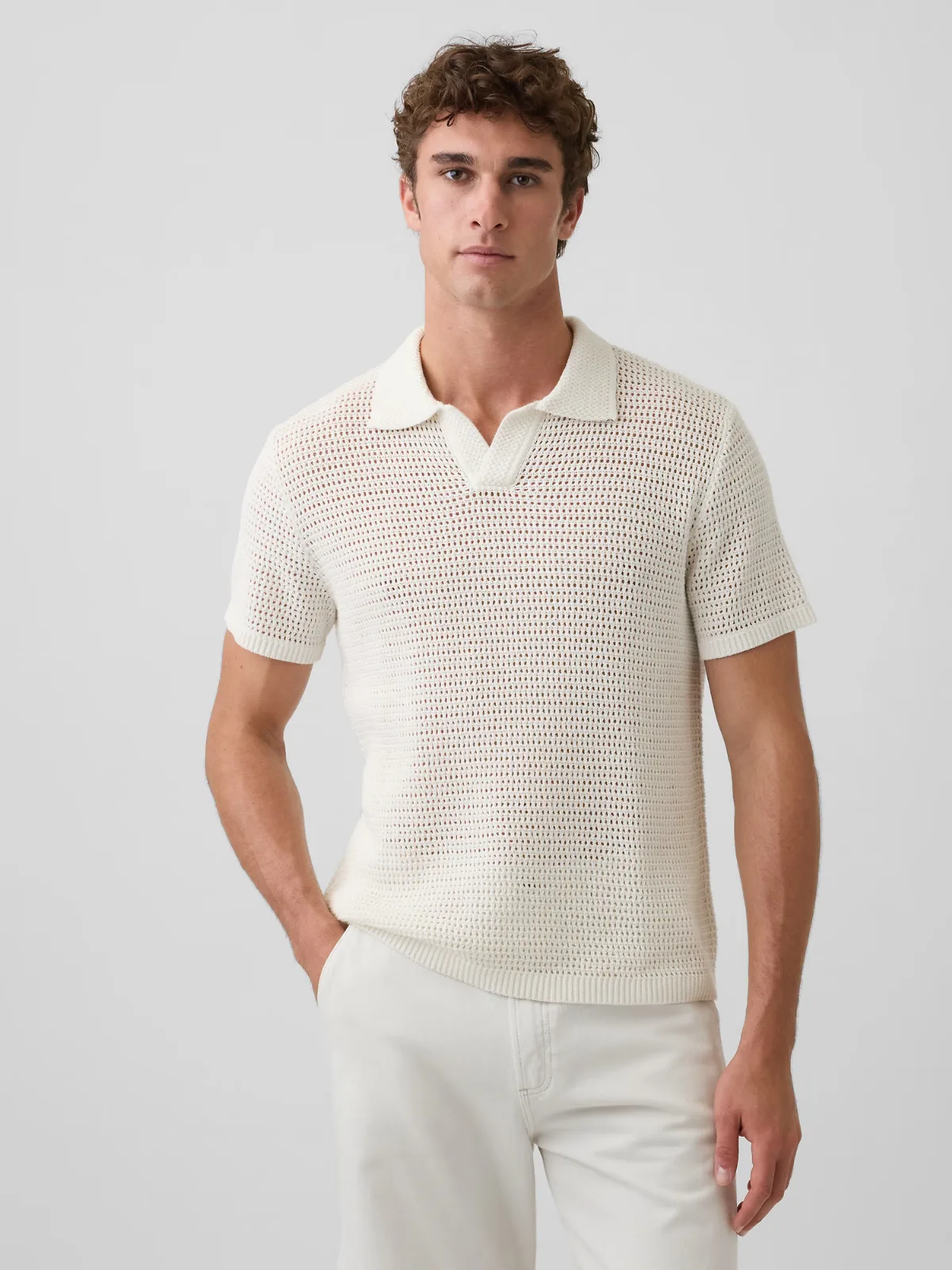 Mesh Polo Shirt Sweater by Gap