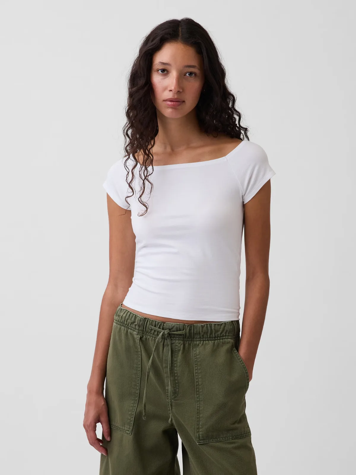 CloseKnit Jersey Off-Shoulder Crop T-Shirt by Gap