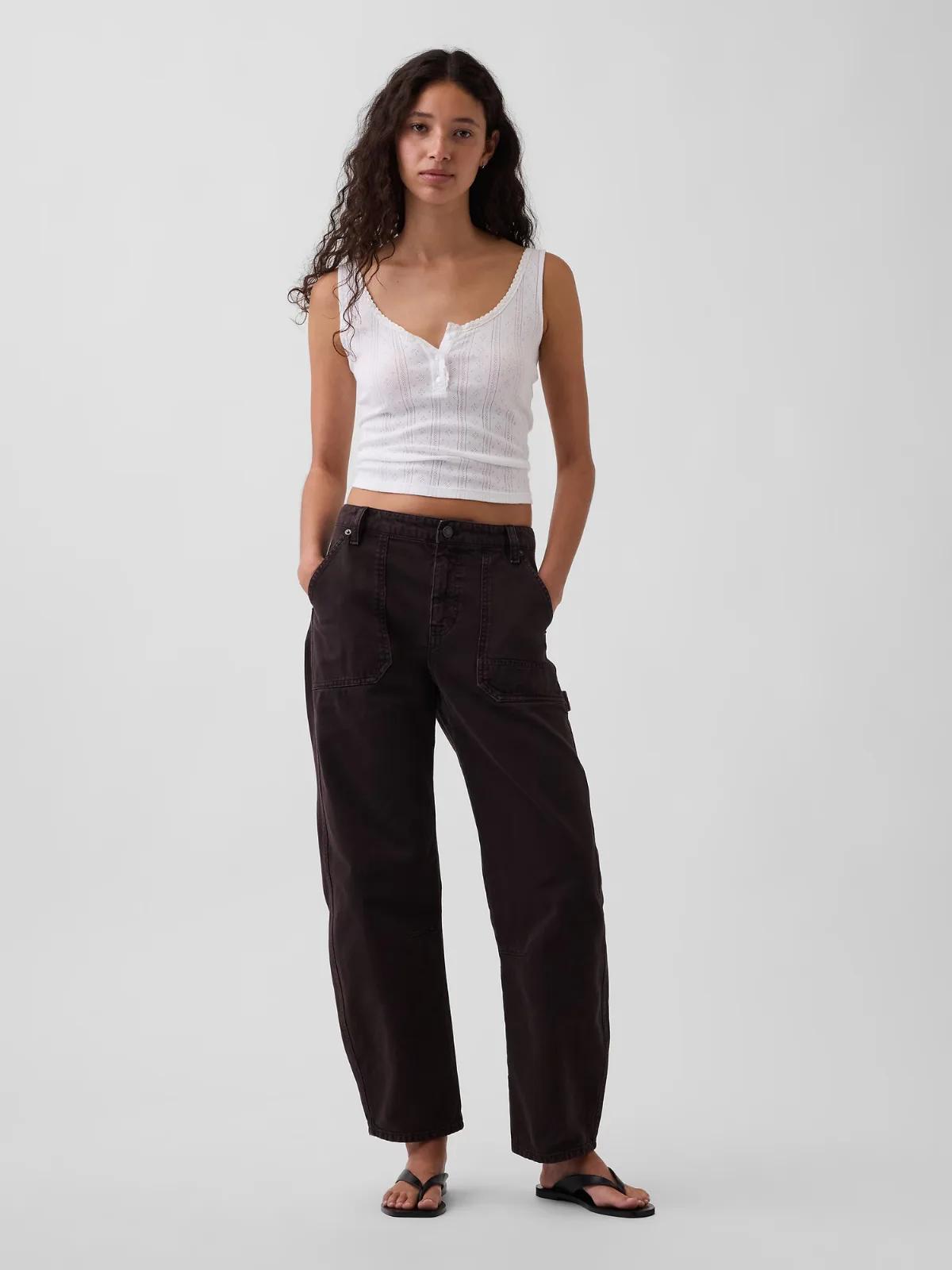 Mid Rise Barrel Utility Ankle Pants by Gap