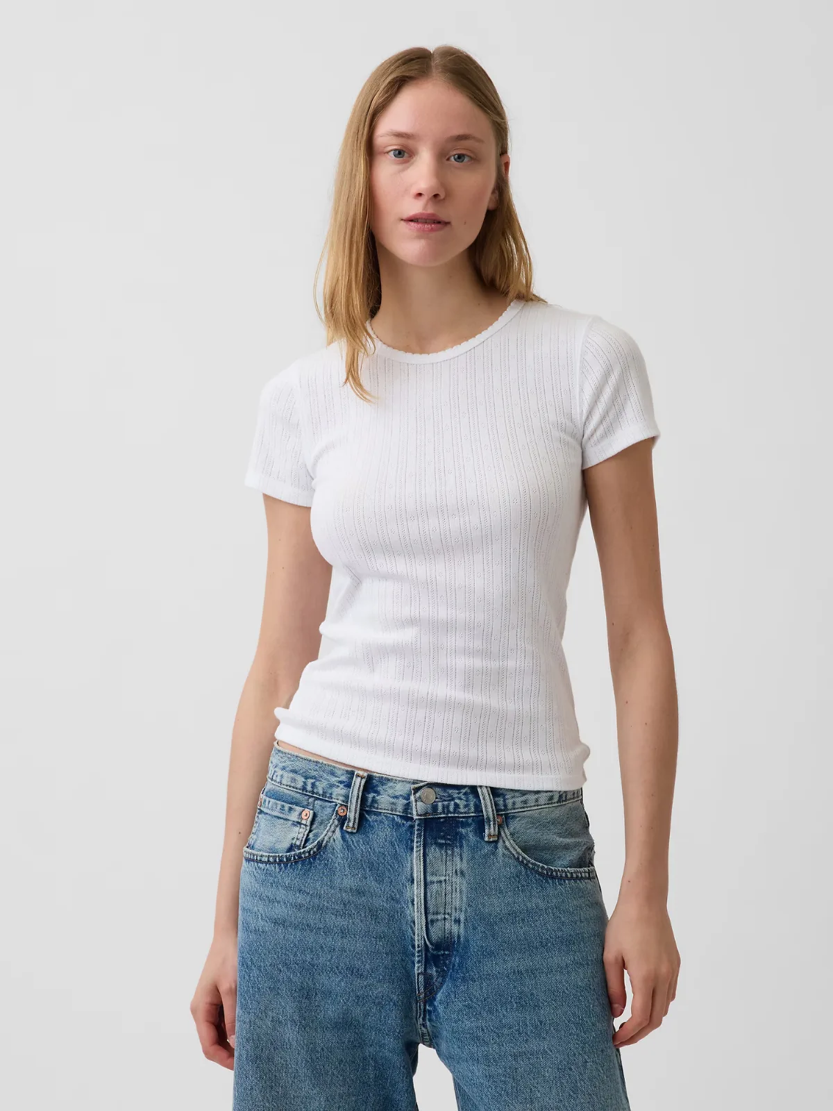 Pointelle Crewneck T-Shirt
