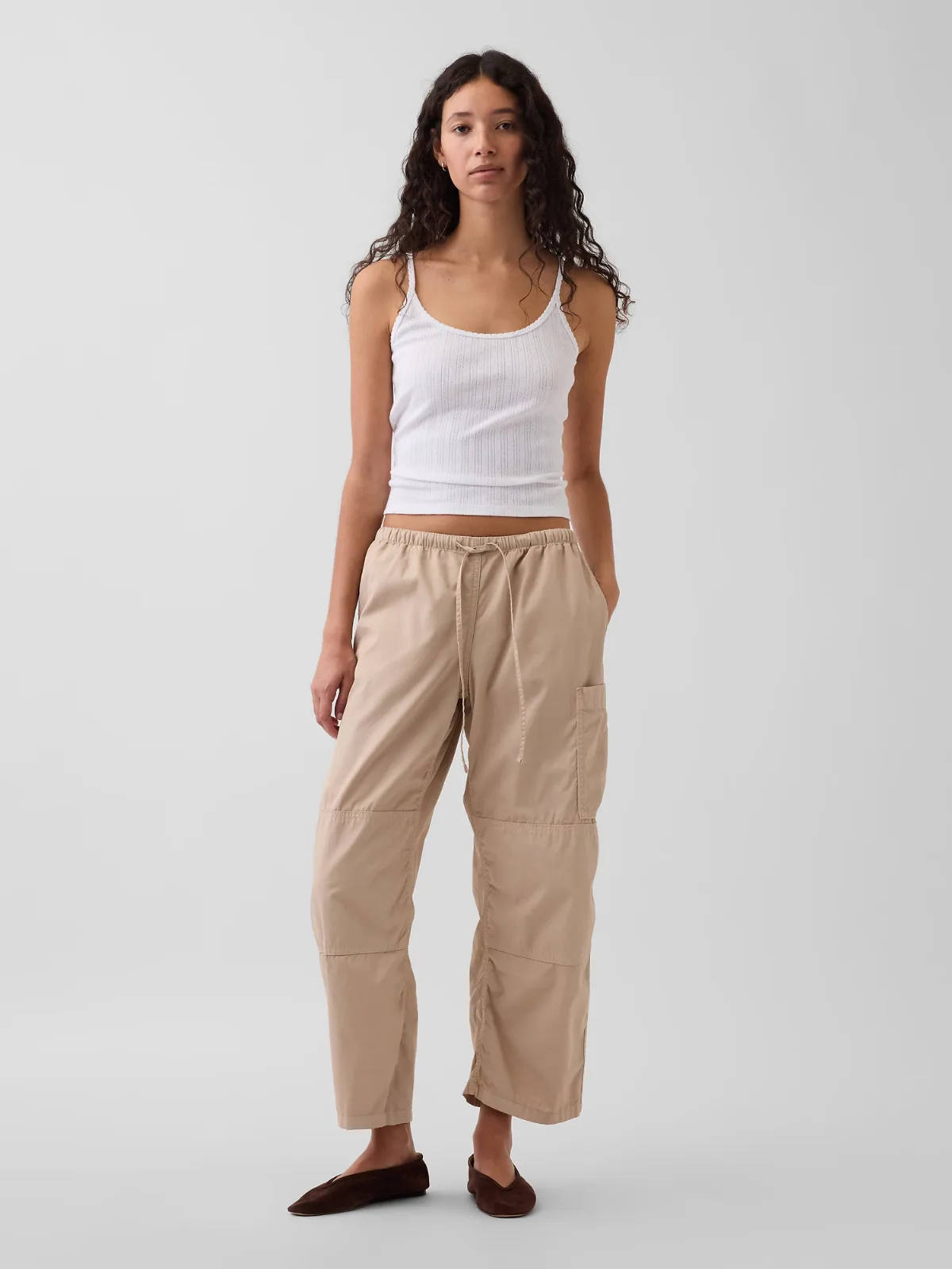 Mid Rise Twill Easy Barrel Utility Pants by Gap