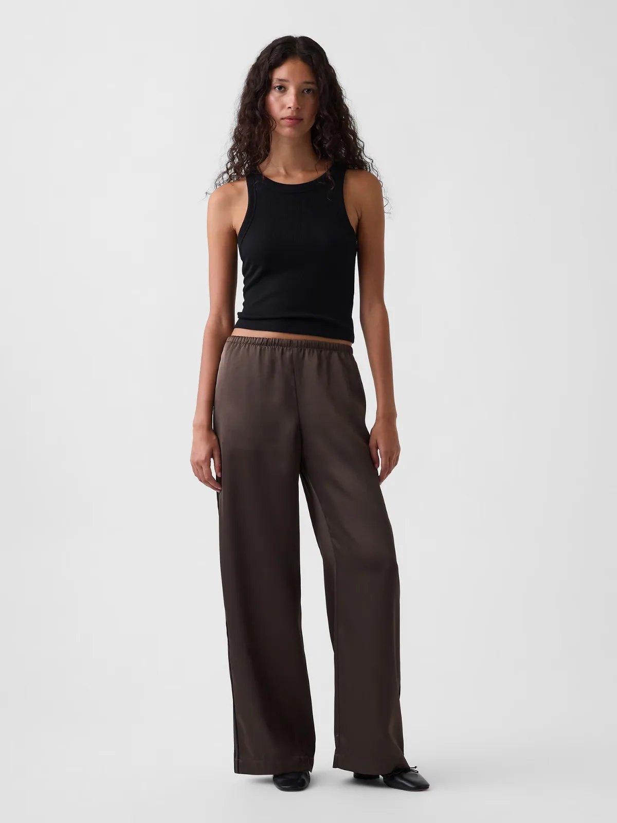 Satin Easy Wide-Leg Pants by Gap