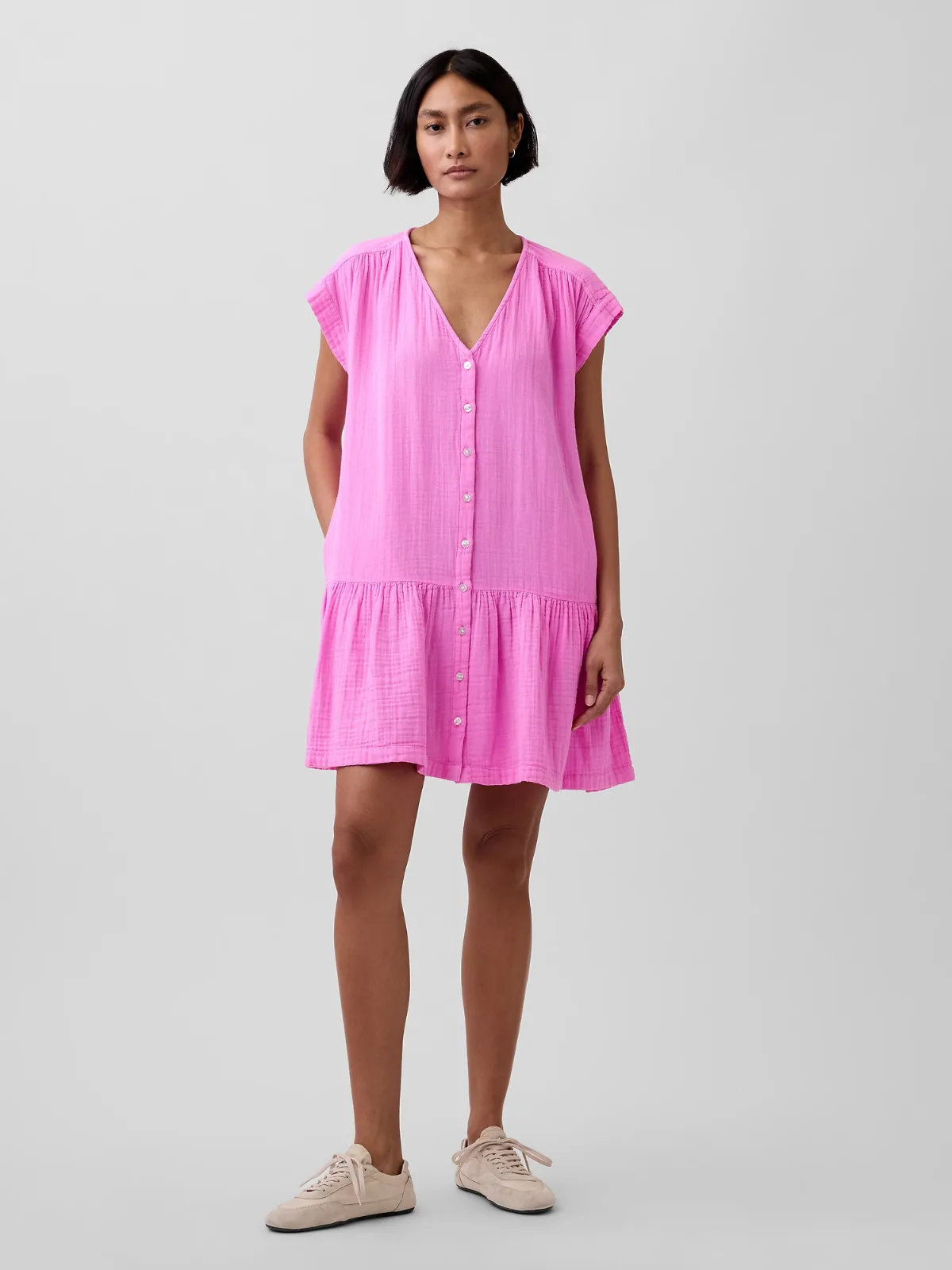 Cotton Gauze Drop-Waist Shirtdress by Gap