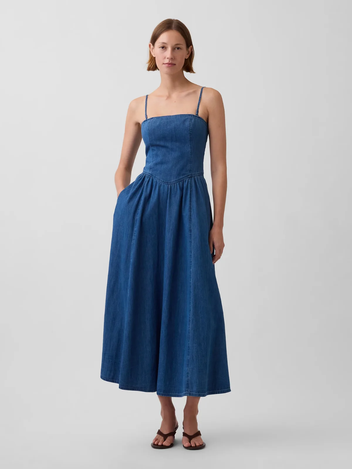Strapless Denim Maxi Dress by Gap