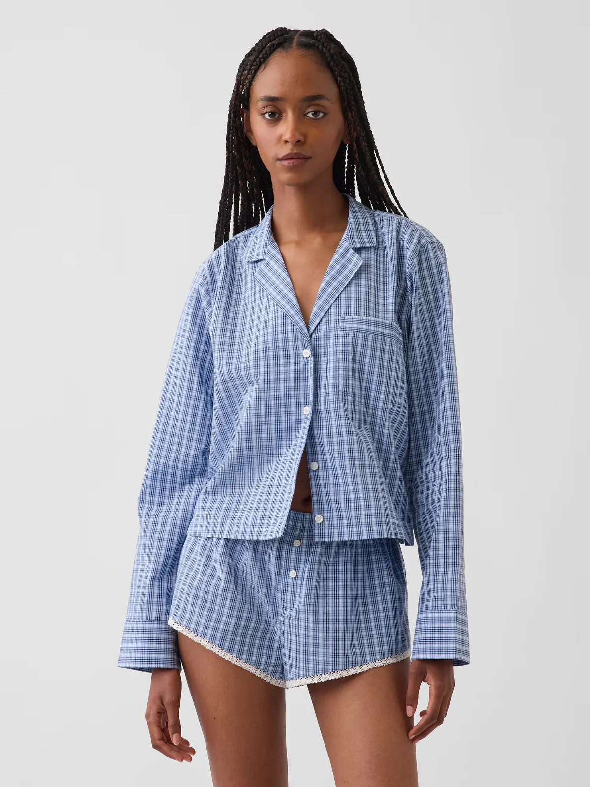 Poplin Oversized Crop PJ Shirt