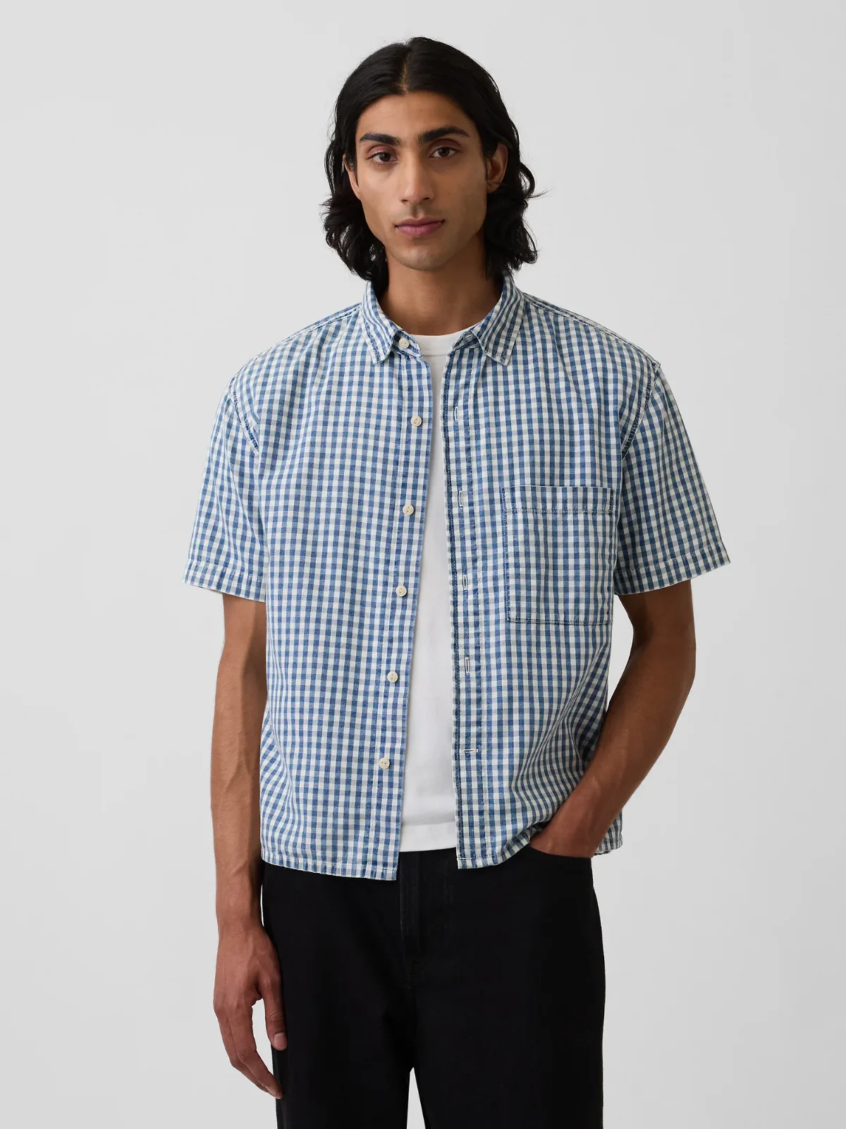 Denim Relaxed Straight-Hem Shirt by Gap