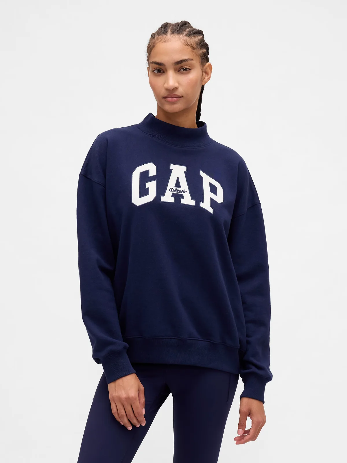 Heavyweight French Terry Oversized Mockneck Logo Sweatshirt by Gap