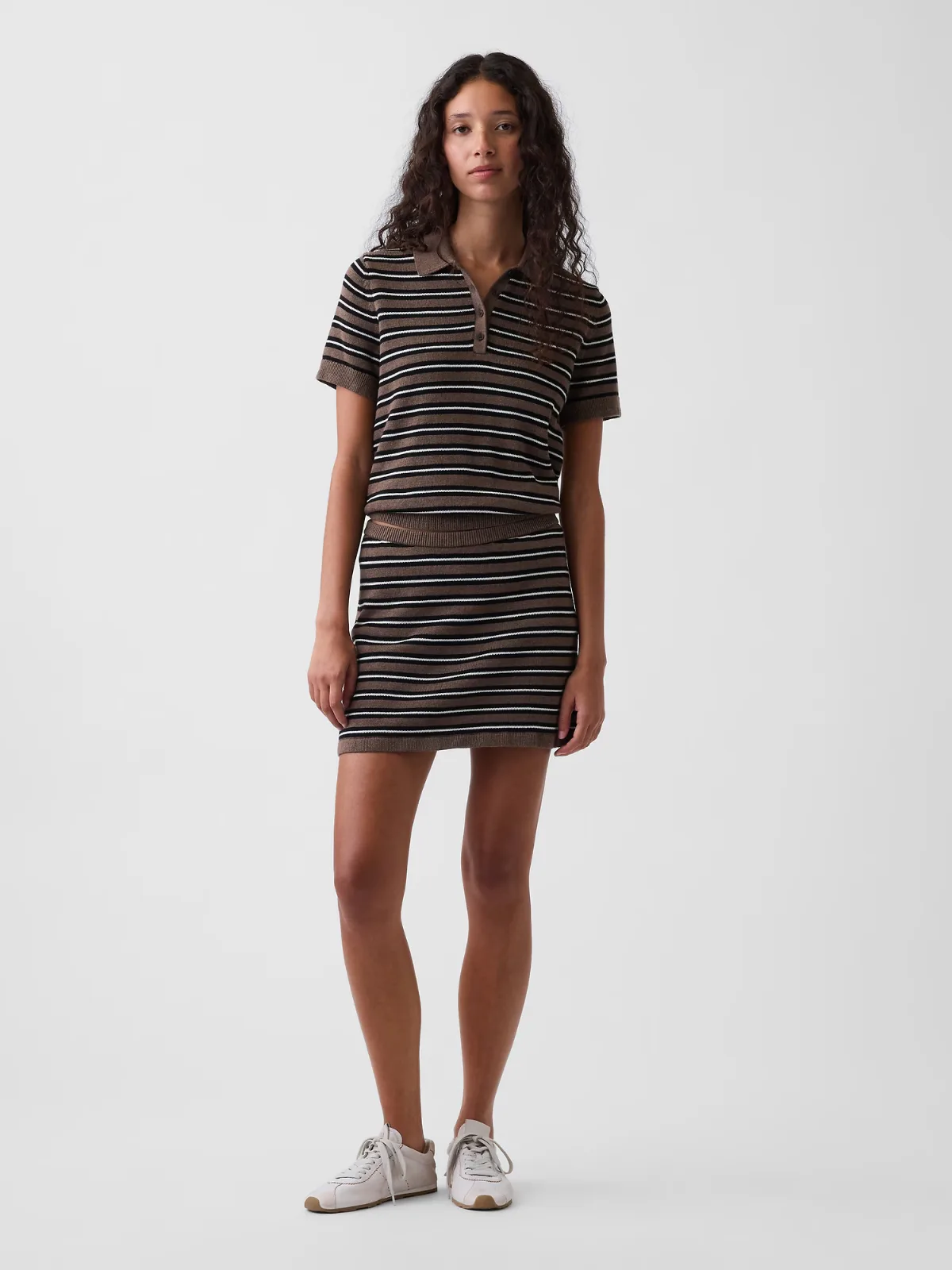 100% Cotton Stripe Mini Sweater Skort