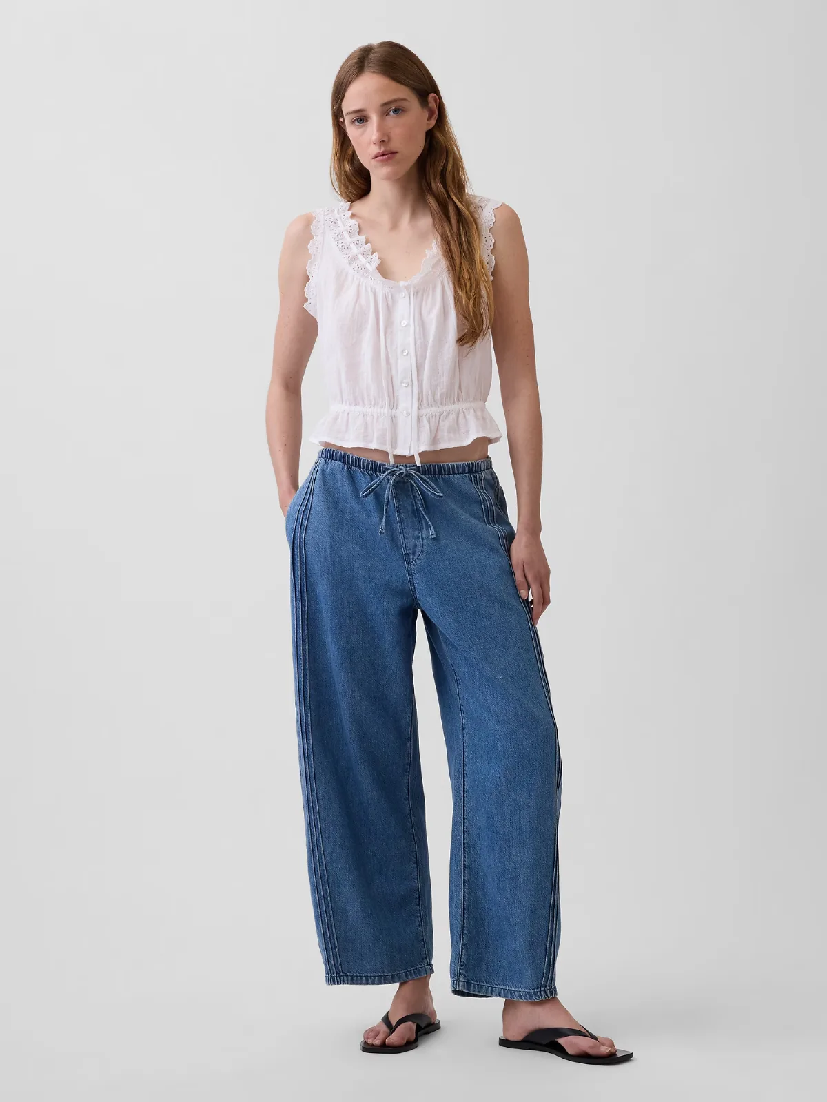 Mid Rise UltraSoft Easy Barrel Jeans by Gap