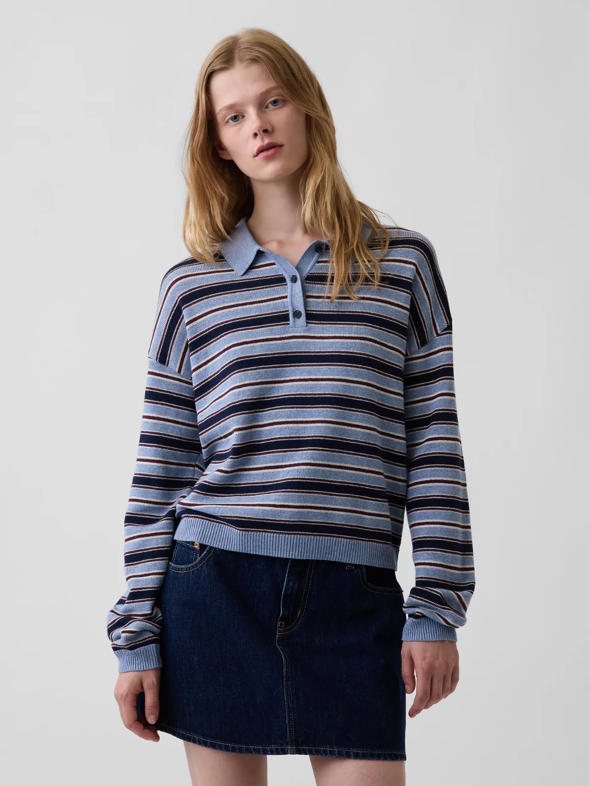 100% Cotton Relaxed Polo Shirt Sweater by Gap