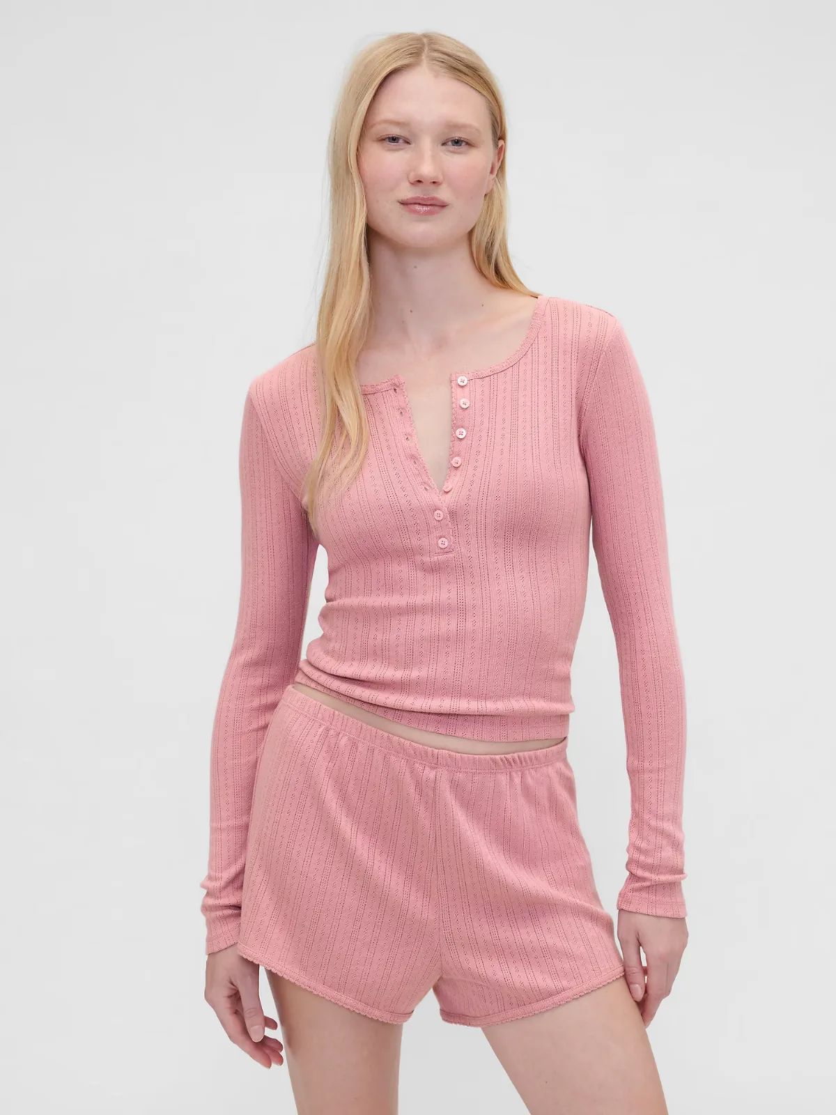 Summer Fridays Pointelle Henley PJ Top by Gap