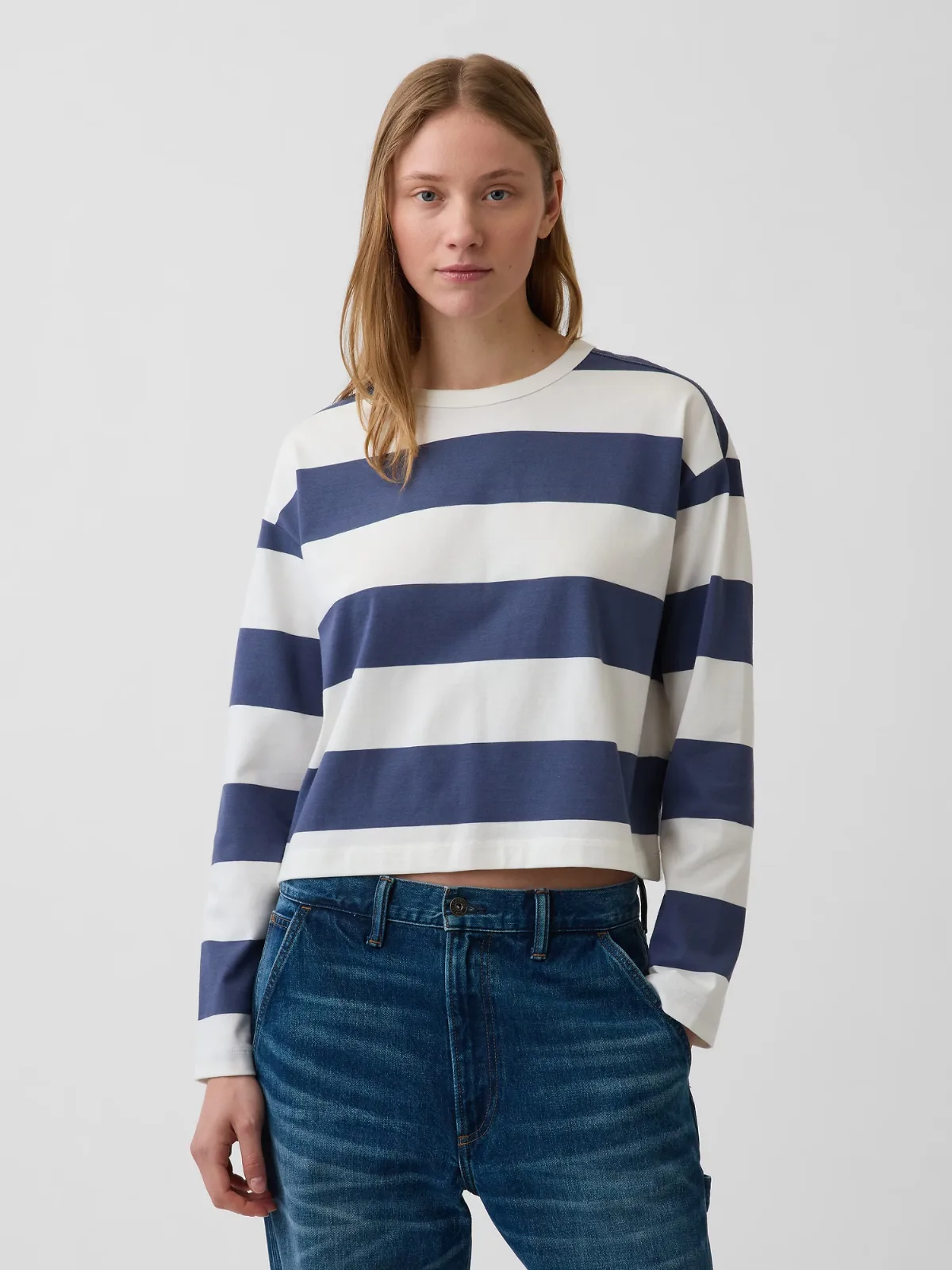 Knit Oversized Crop T-Shirt by Gap