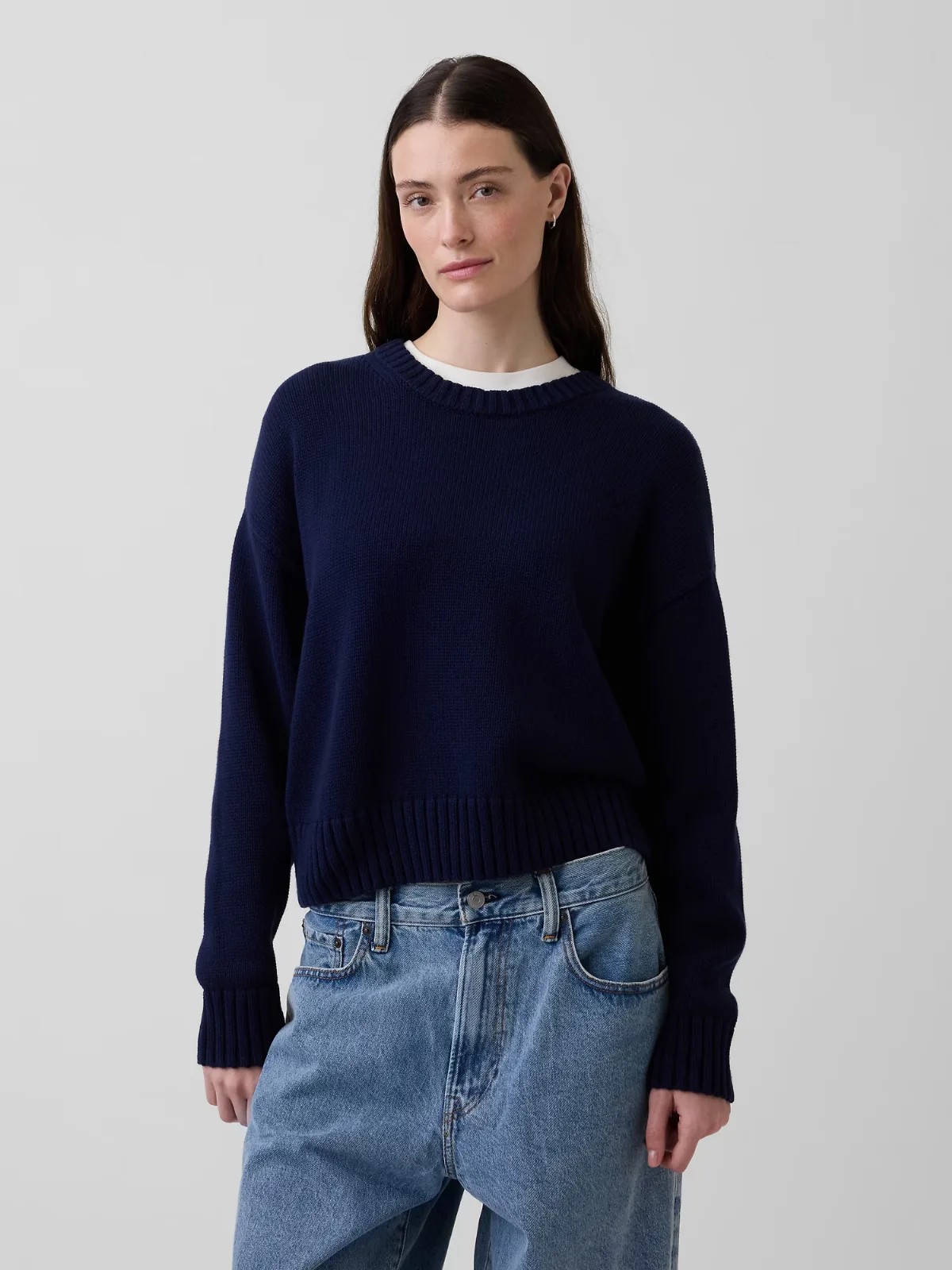 100% Cotton Oversized Crop Sweater by Gap