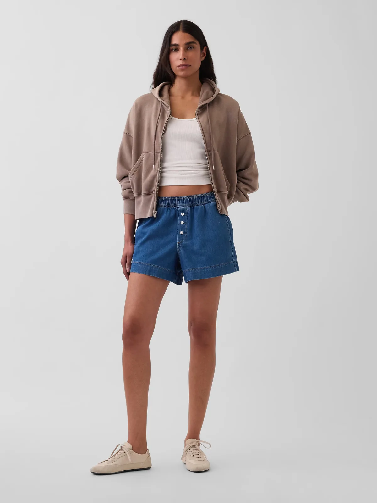 Mid Rise UltraSoft Denim Boxer Shorts by Gap
