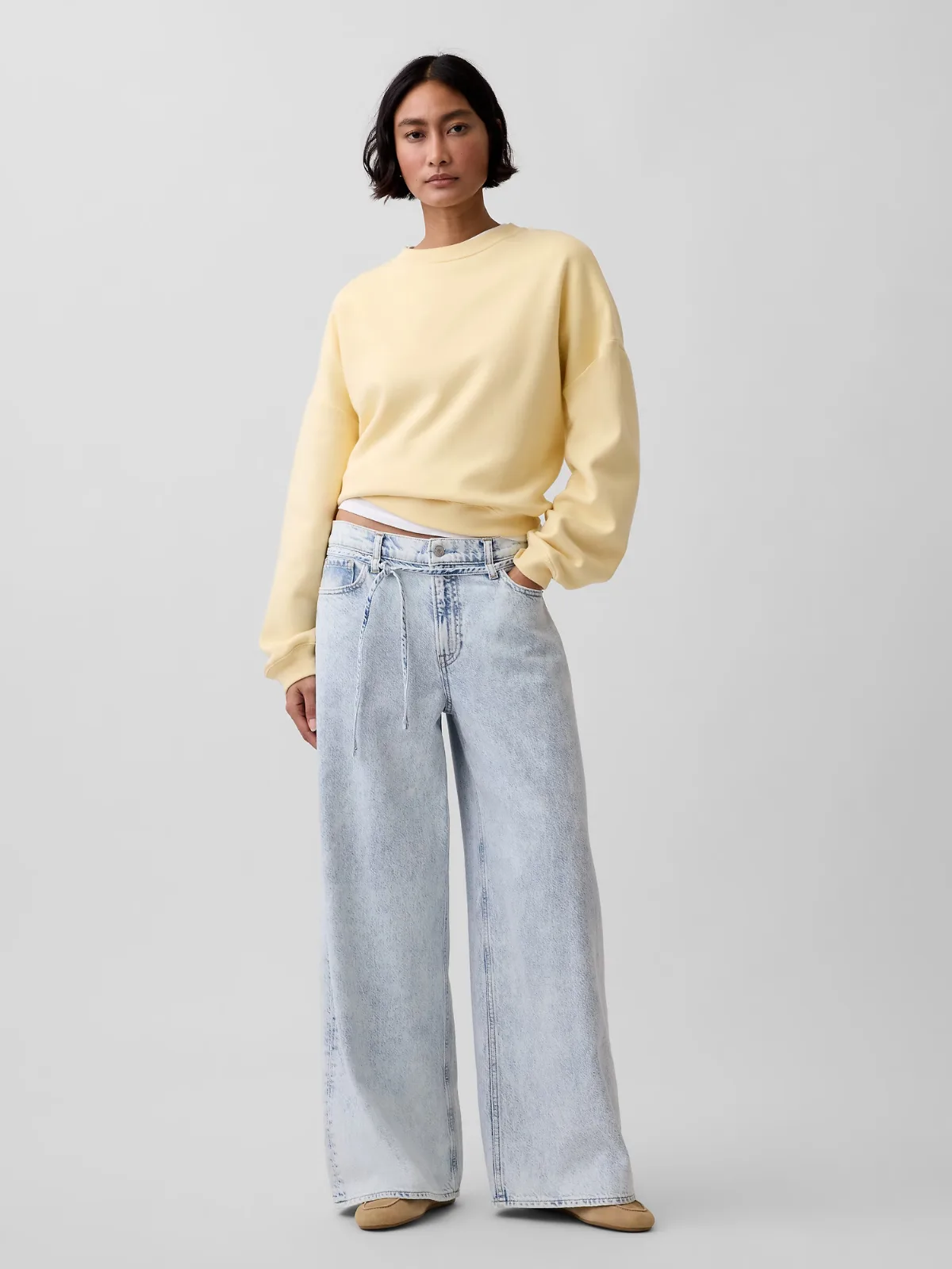 Mid Rise UltraSoft Baggy Micro Belt Jeans by Gap