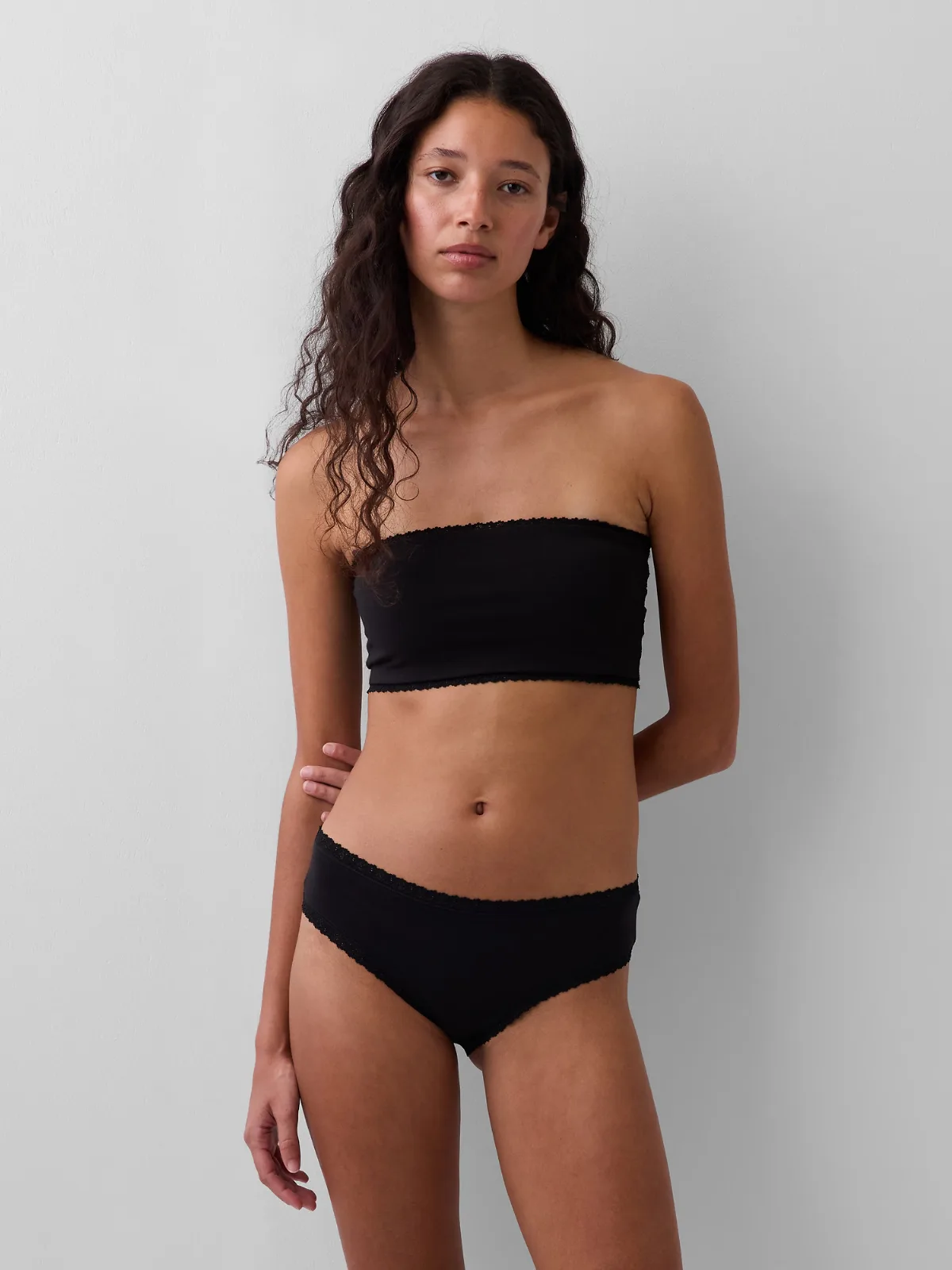 Organic Stretch Cotton Lace-Trim Bandeau Bralette by Gap